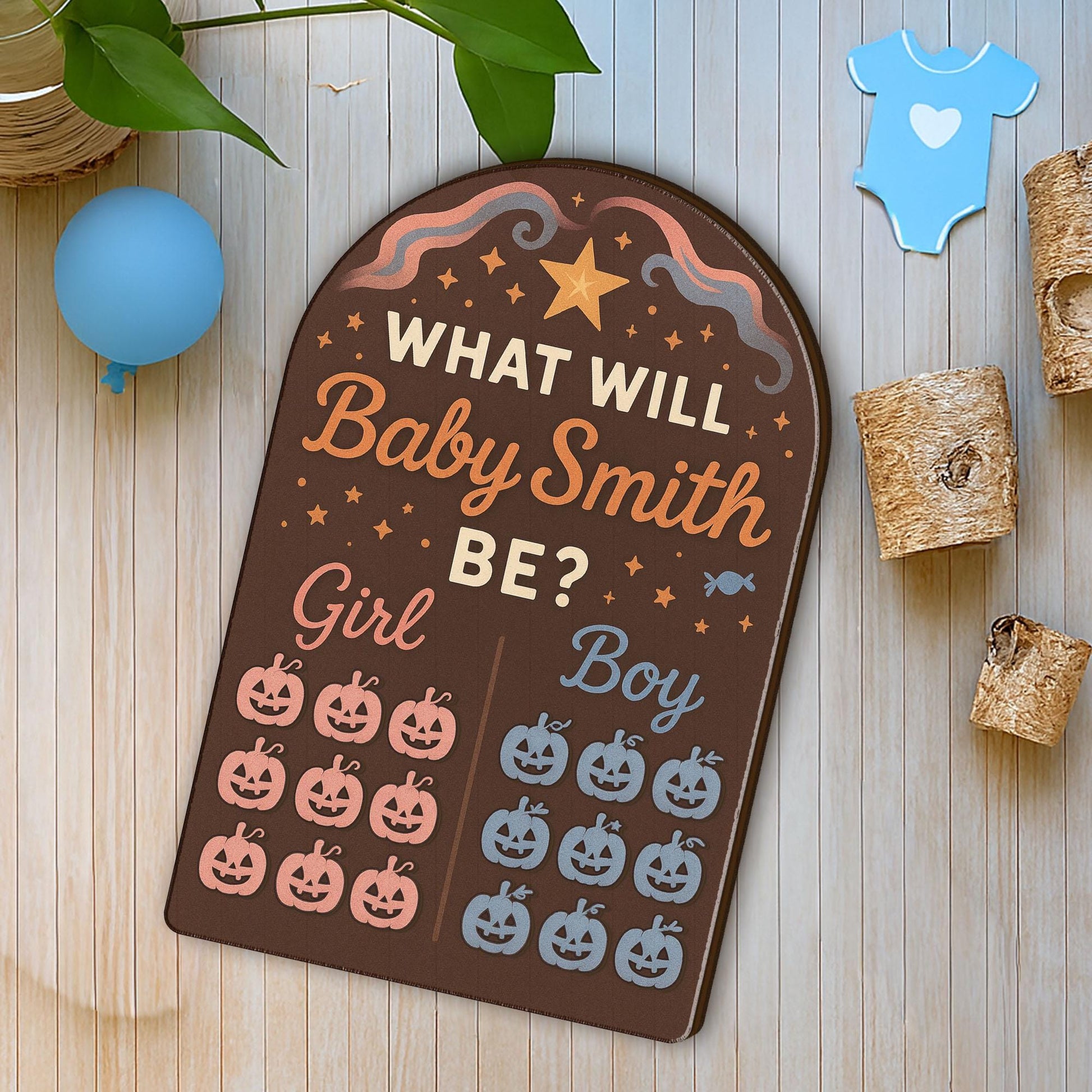 Halloween Gender Reveal Game Board: Personalized Baby Shower Guessing Board