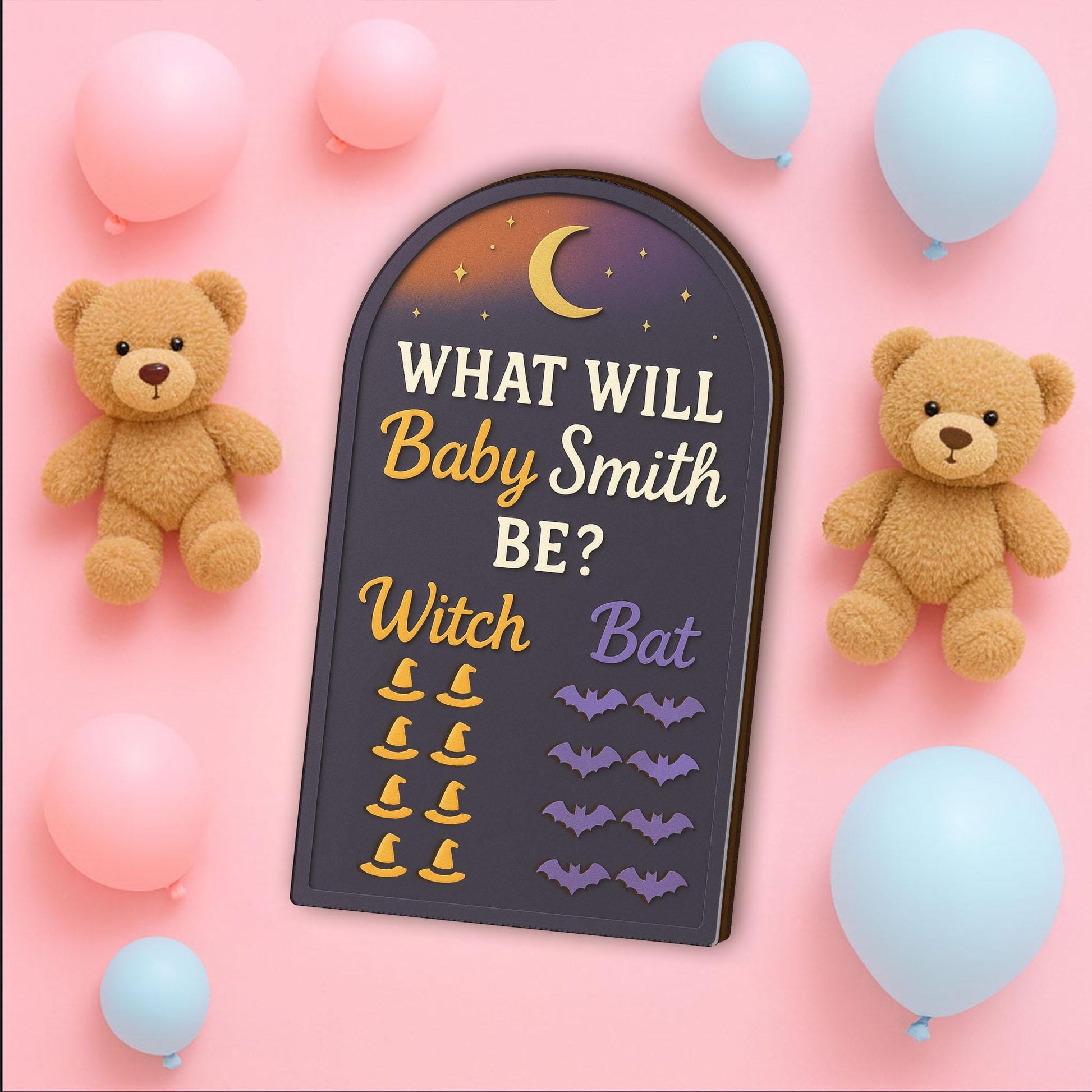 Halloween Gender Reveal Game Board: Personalized Spooky Baby Prediction Game Decor