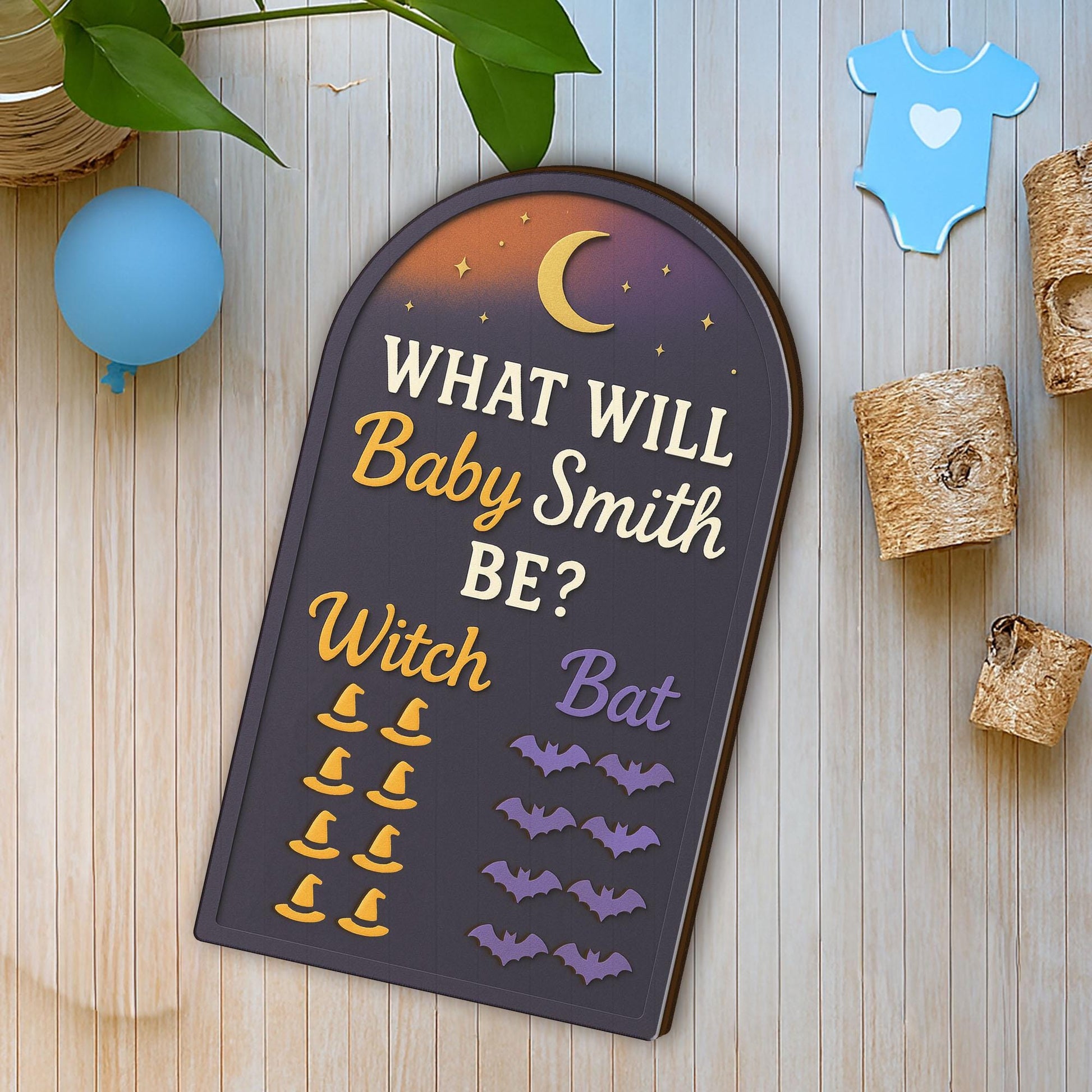 Halloween Gender Reveal Game Board: Personalized Spooky Baby Prediction Game Decor