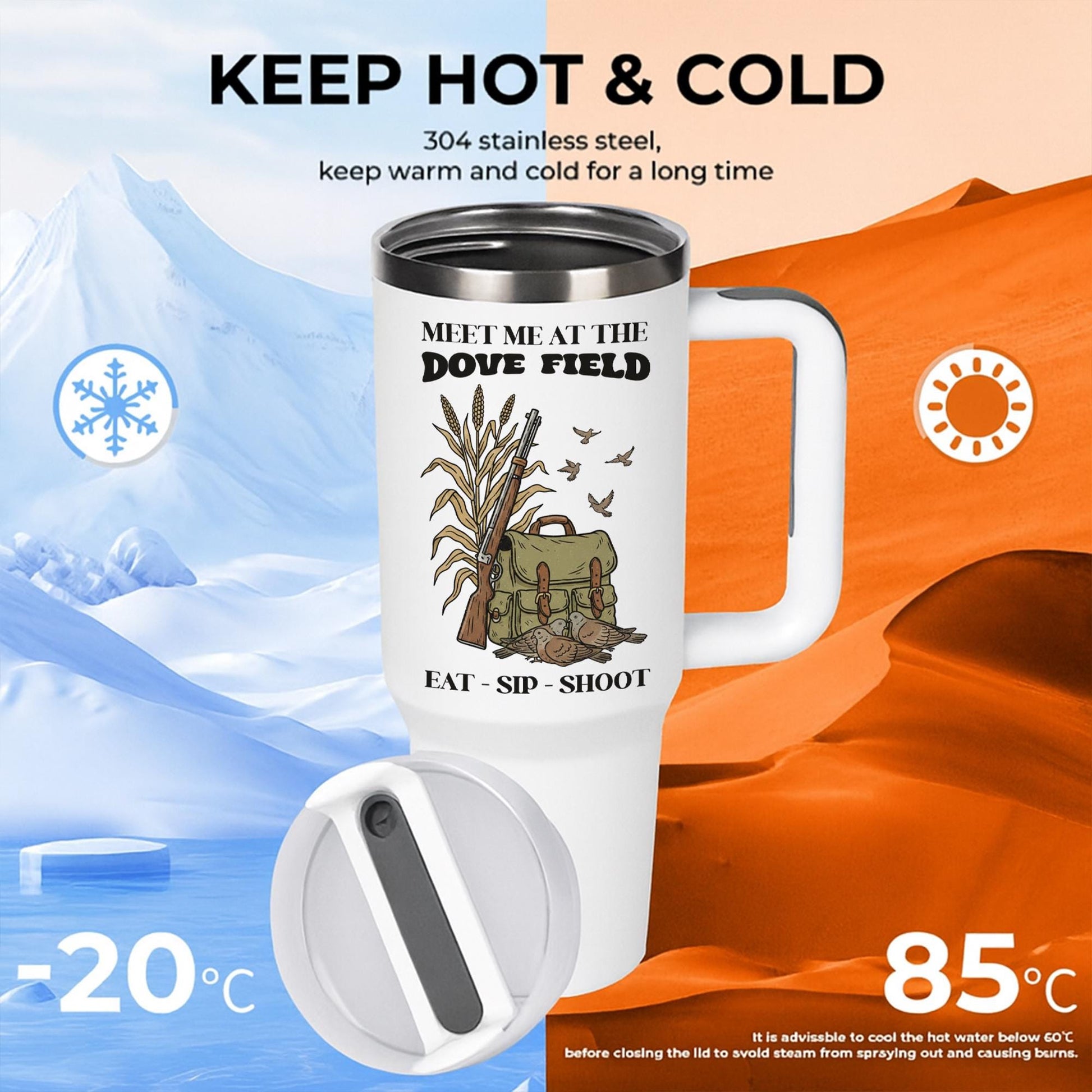 Dove Hunting Tumbler: 40oz Stainless Steel Travel Mug