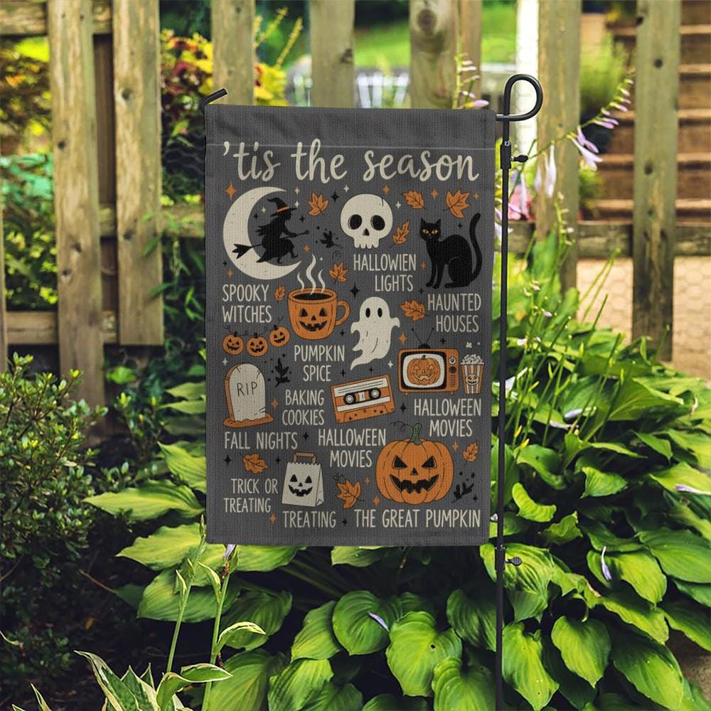 Halloween Garden Flag: Spooky Witch, Pumpkin & Ghost Decor