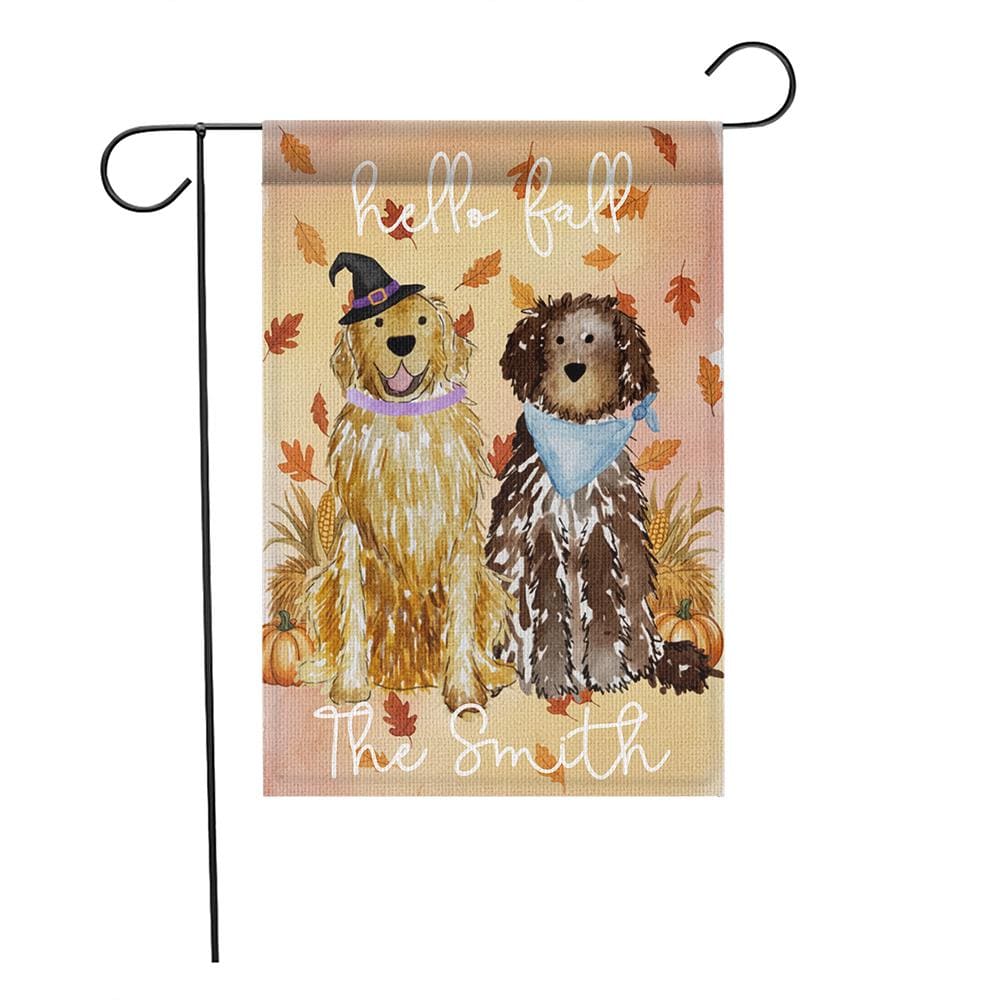 Personalized Fall Dog Garden Flag: Custom Pet Name, Autumn Decor