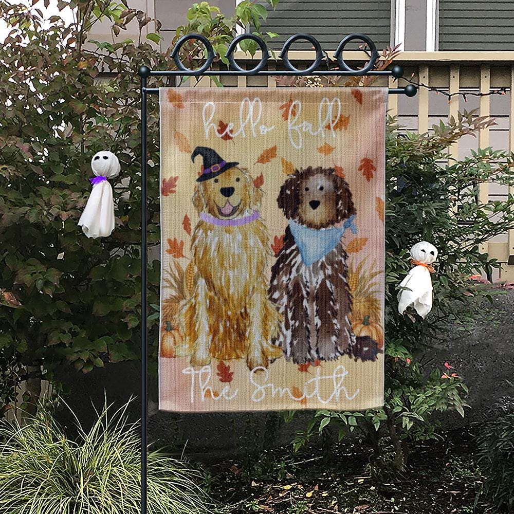Personalized Fall Dog Garden Flag: Custom Pet Name, Autumn Decor