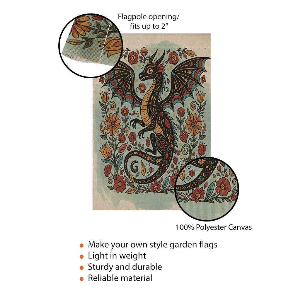 Gothic Dragon Garden Flag: Fantasy Yard Decor, Weather-Resistant Polyester