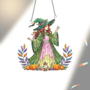 Holographic Witch Window Hanging: Autumn Pumpkin Sun Catcher