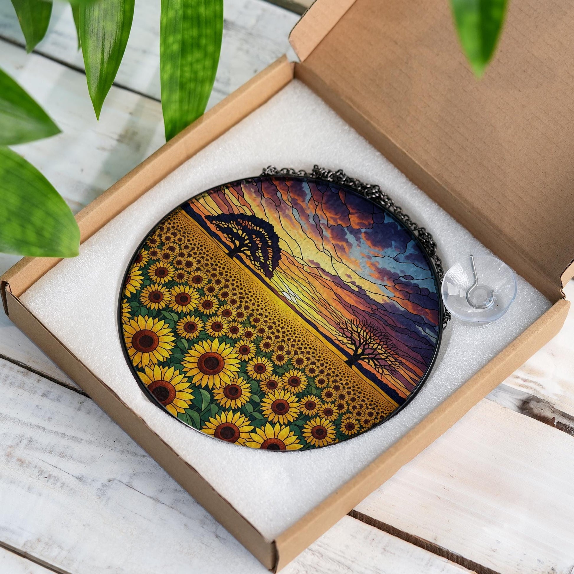 Sunflower Suncatcher: Faux Stained Glass Window Hanging Art