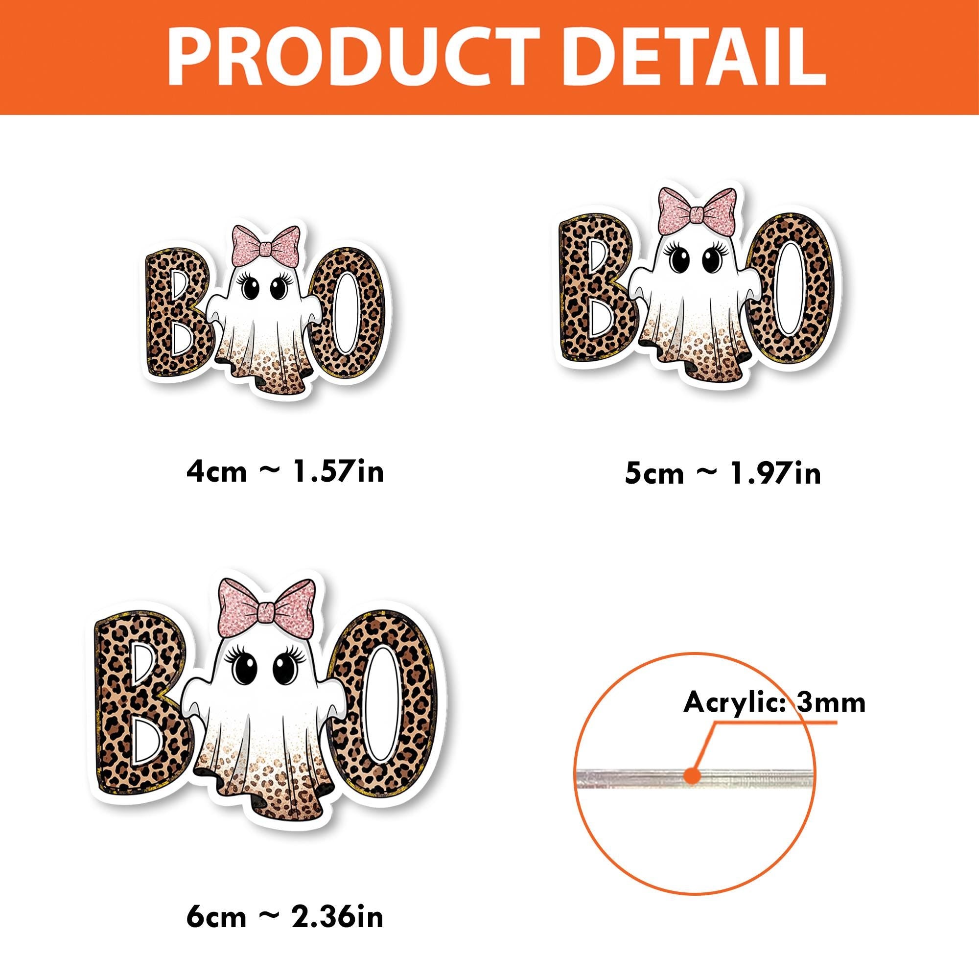 Halloween Ghost Badge Reel: Leopard Print Boo, Retractable ID Clip