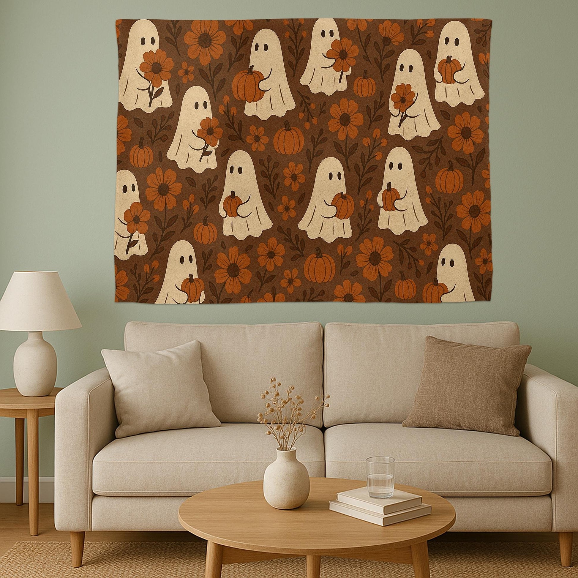 Halloween Ghost Tapestry: Spooky Pumpkin Gothic Wall Hanging
