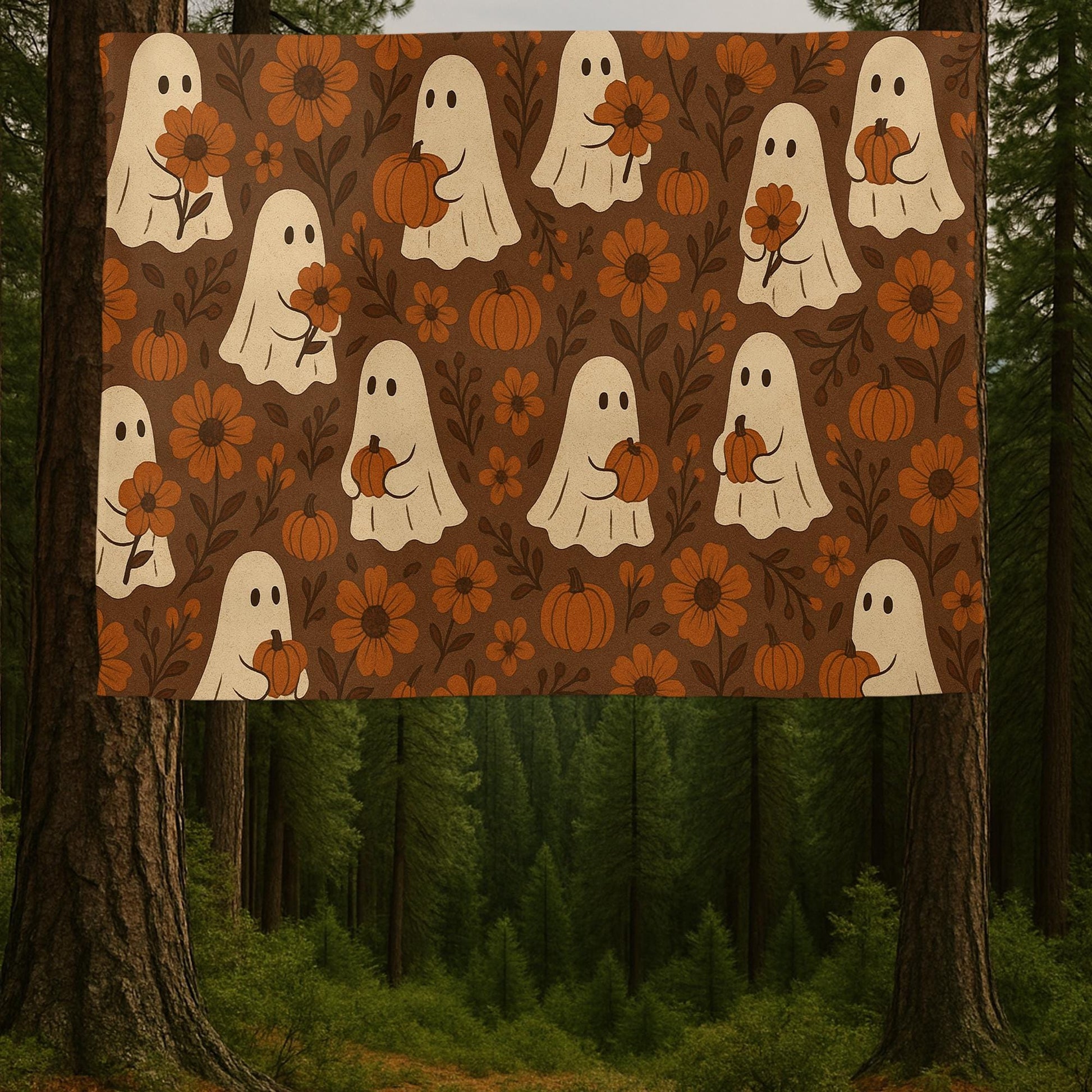 Halloween Ghost Tapestry: Spooky Pumpkin Gothic Wall Hanging