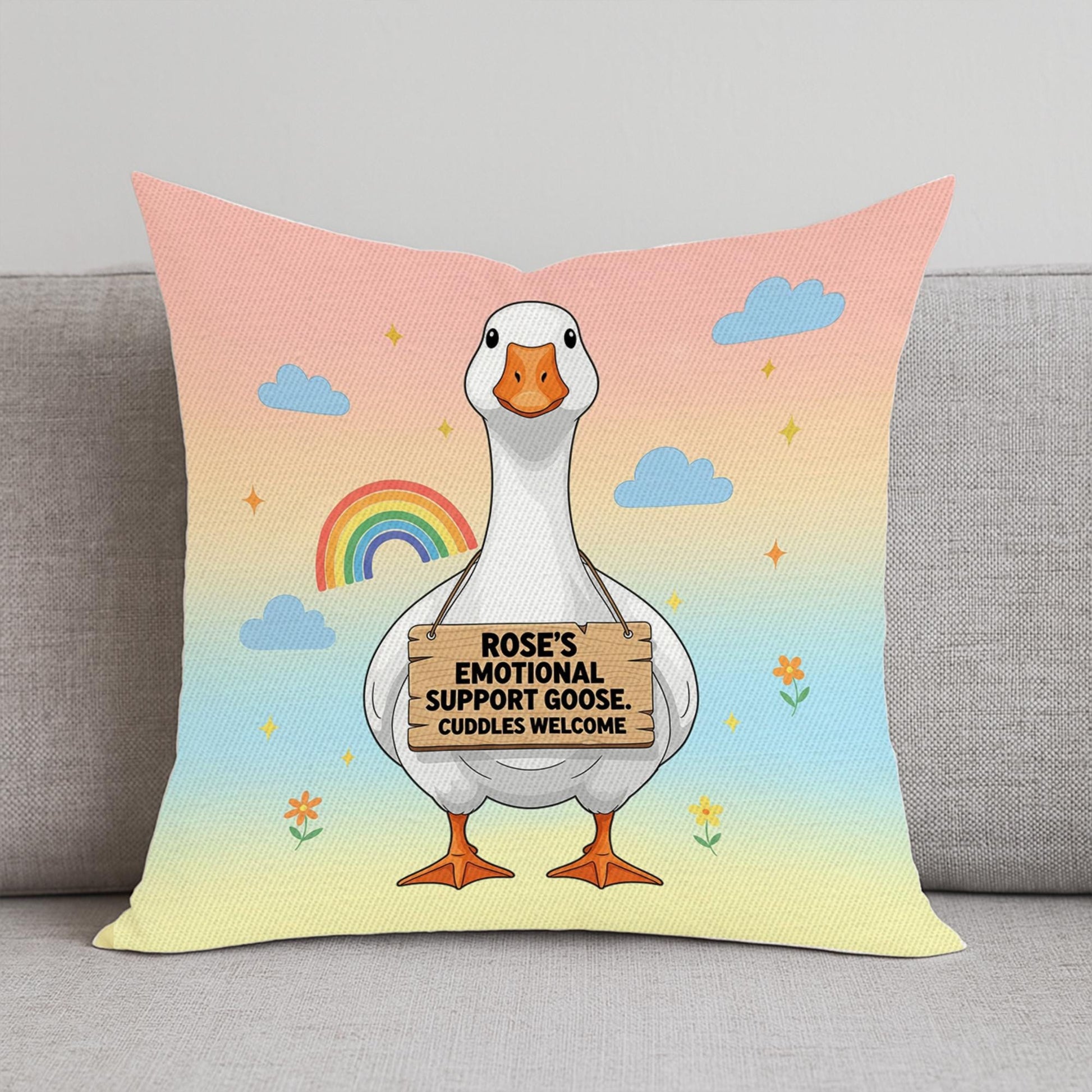 Personalized Emotional Support Goose Pillow: Funny Farm Animal Cushion