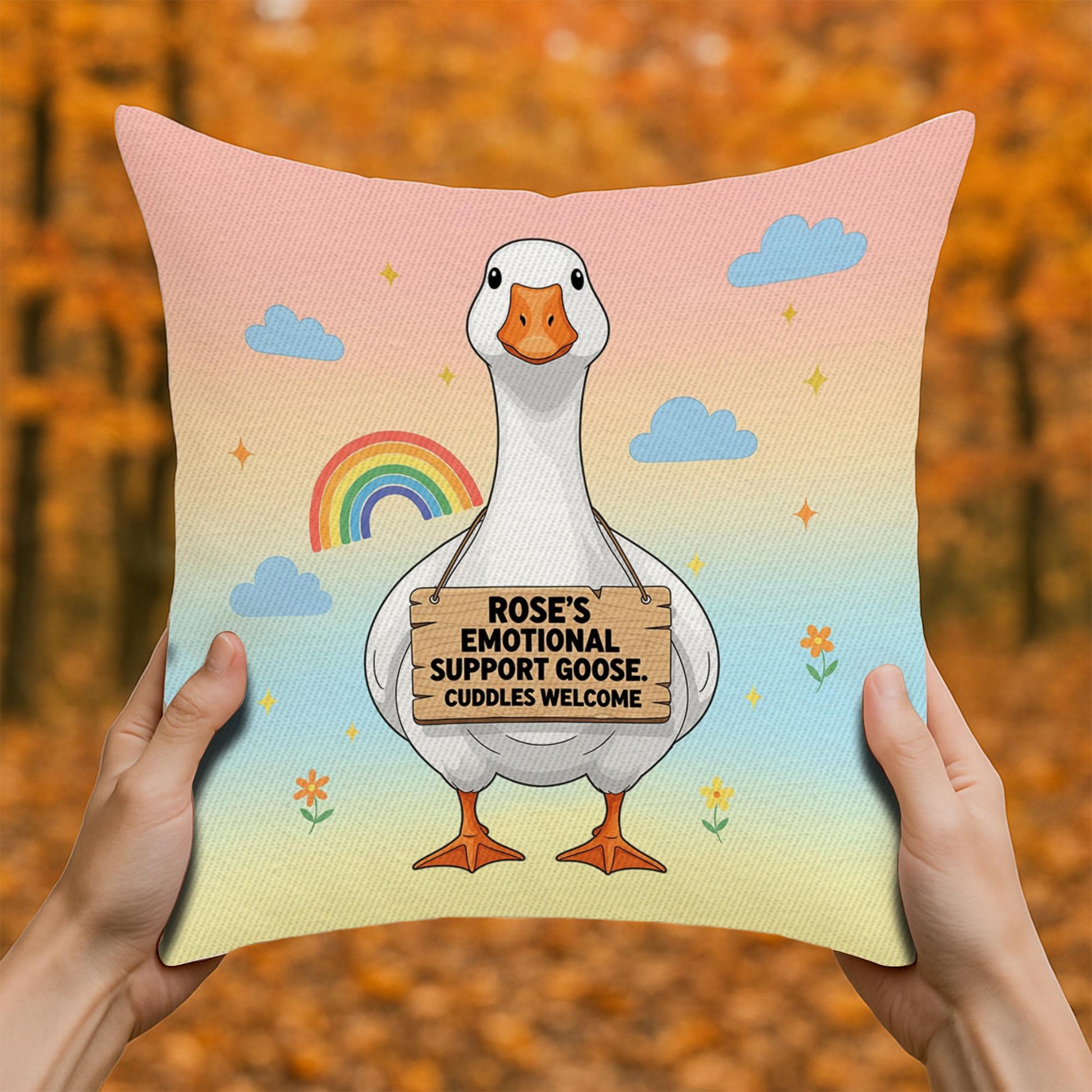 Personalized Emotional Support Goose Pillow: Funny Farm Animal Cushion