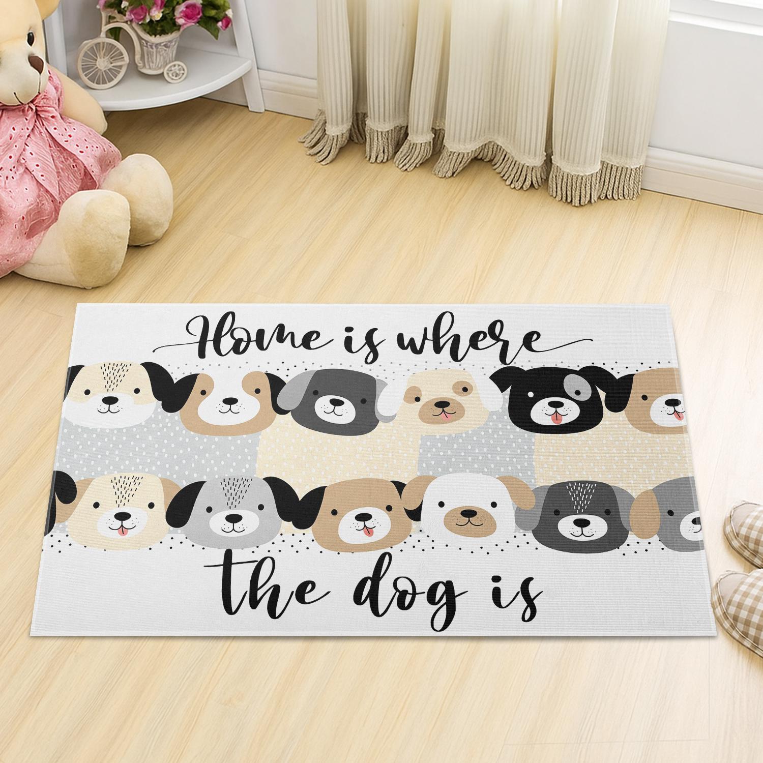 Home Is Where the Dog Is Doormat – Cute Dog Lover Welcome Mat, Funny Pet Entry Rug, Front Porch Decor, Gift for Dog Owners, Dog Lover Gift