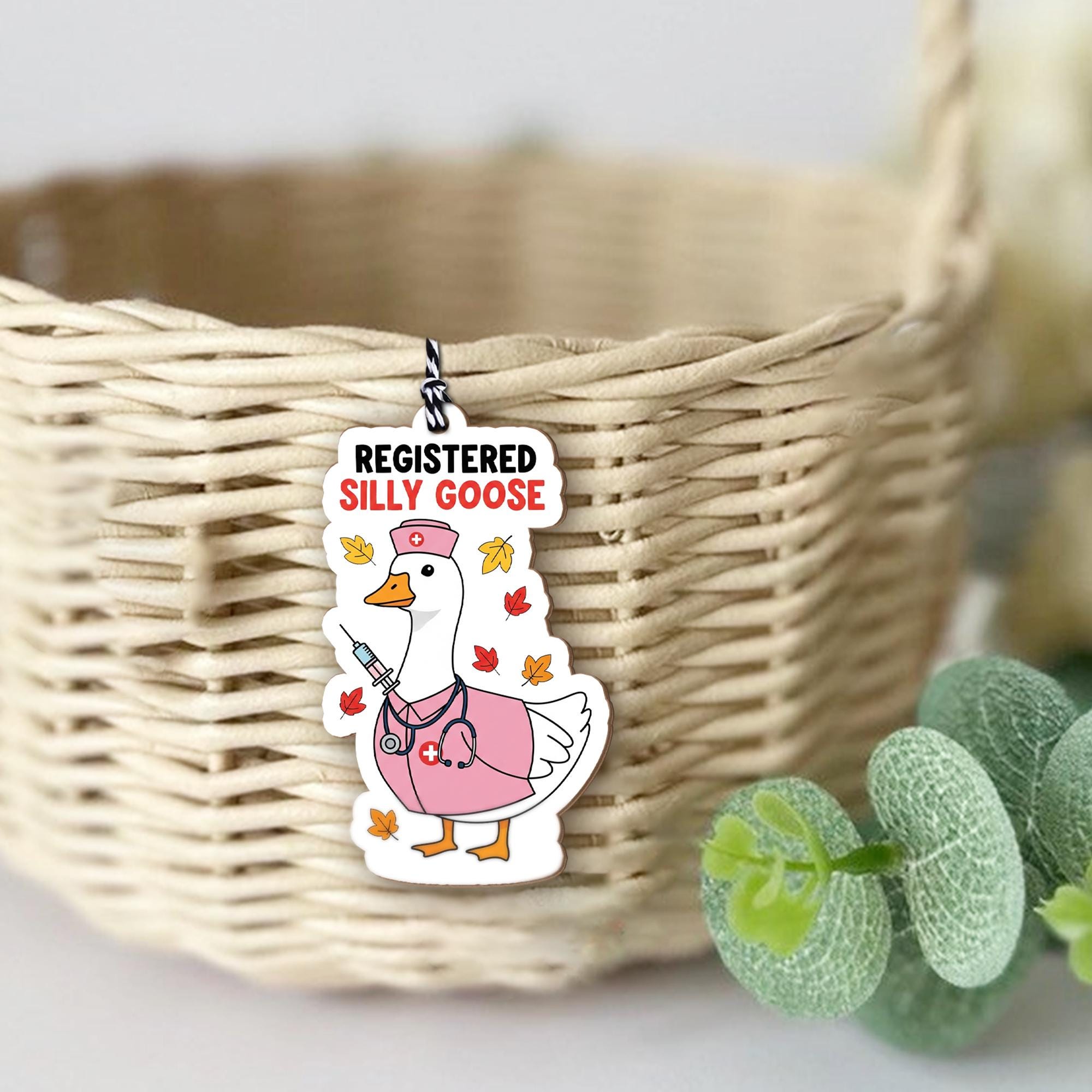 Registered Silly Goose Basket Tag – Funny Nurse Gift Tag, Cute Medical Themed Ornament, Healthcare Appreciation Basket Decoration,Nurse Gift