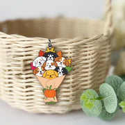 Fall Dog Bouquet Basket Tag – Cute Puppy Gift Tag with Pumpkin & Leaves, Pet Lover Ornament, Autumn Trick or Treat Basket Charm, Dog Lovers