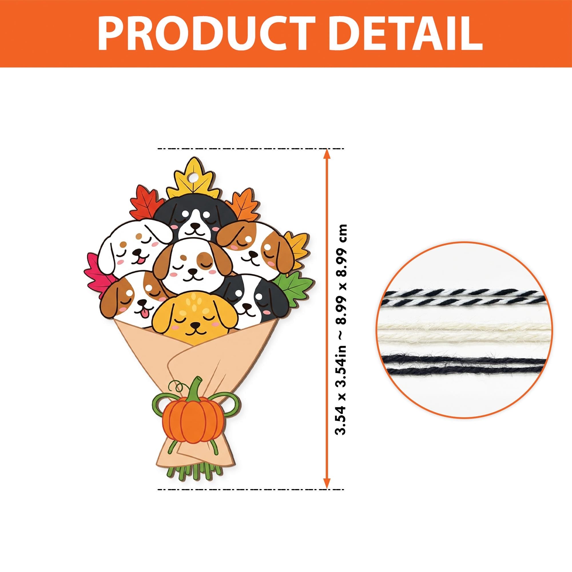 Fall Dog Bouquet Basket Tag – Cute Puppy Gift Tag with Pumpkin & Leaves, Pet Lover Ornament, Autumn Trick or Treat Basket Charm, Dog Lovers