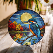 Kingfisher Glass Suncatcher | Colorful Bird Window Hanging | Nature Art Glass Decor | Sun Catcher Gift for Bird Lovers