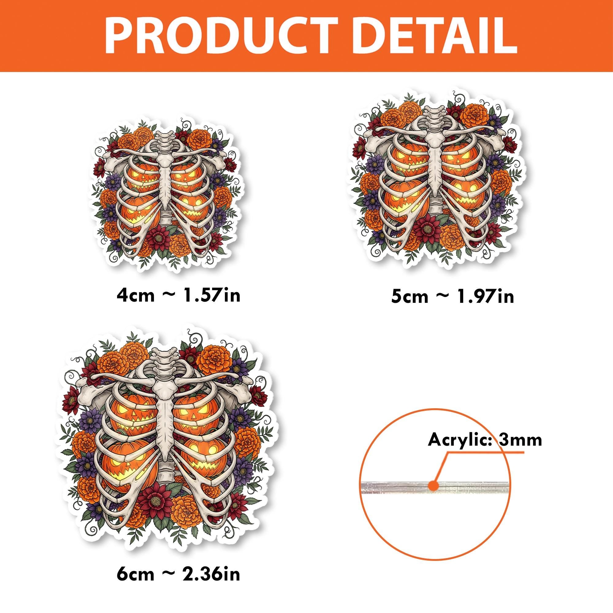 Skeleton Rib Cage Badge Reel – Halloween Floral Retractable ID Holder, Spooky Nurse Badge Clip, Cute Medical Work Accessory
