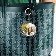 Custom Photo Keychain: Floral Design, Personalized Acrylic Keyring