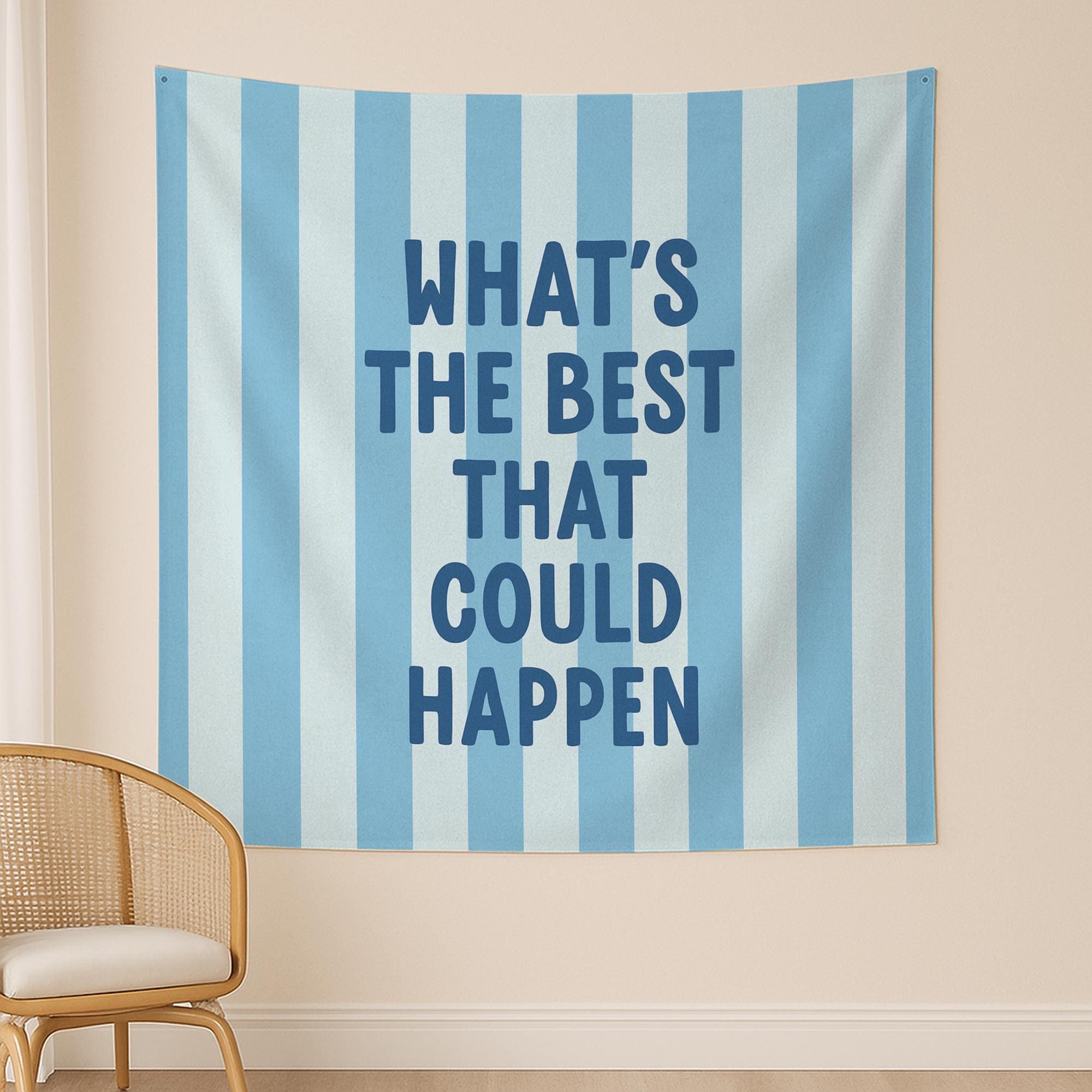 What’s the Best That Could Happen Tapestry | Motivational Dorm Wall Decor | Positive Quote Room Hanging | College Bedroom Aesthetic