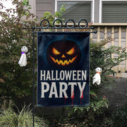 Halloween Party Garden Flag, Scary Pumpkin Jack O Lantern Yard Decor, Spooky Outdoor Banner, Haunted House Party Decoration