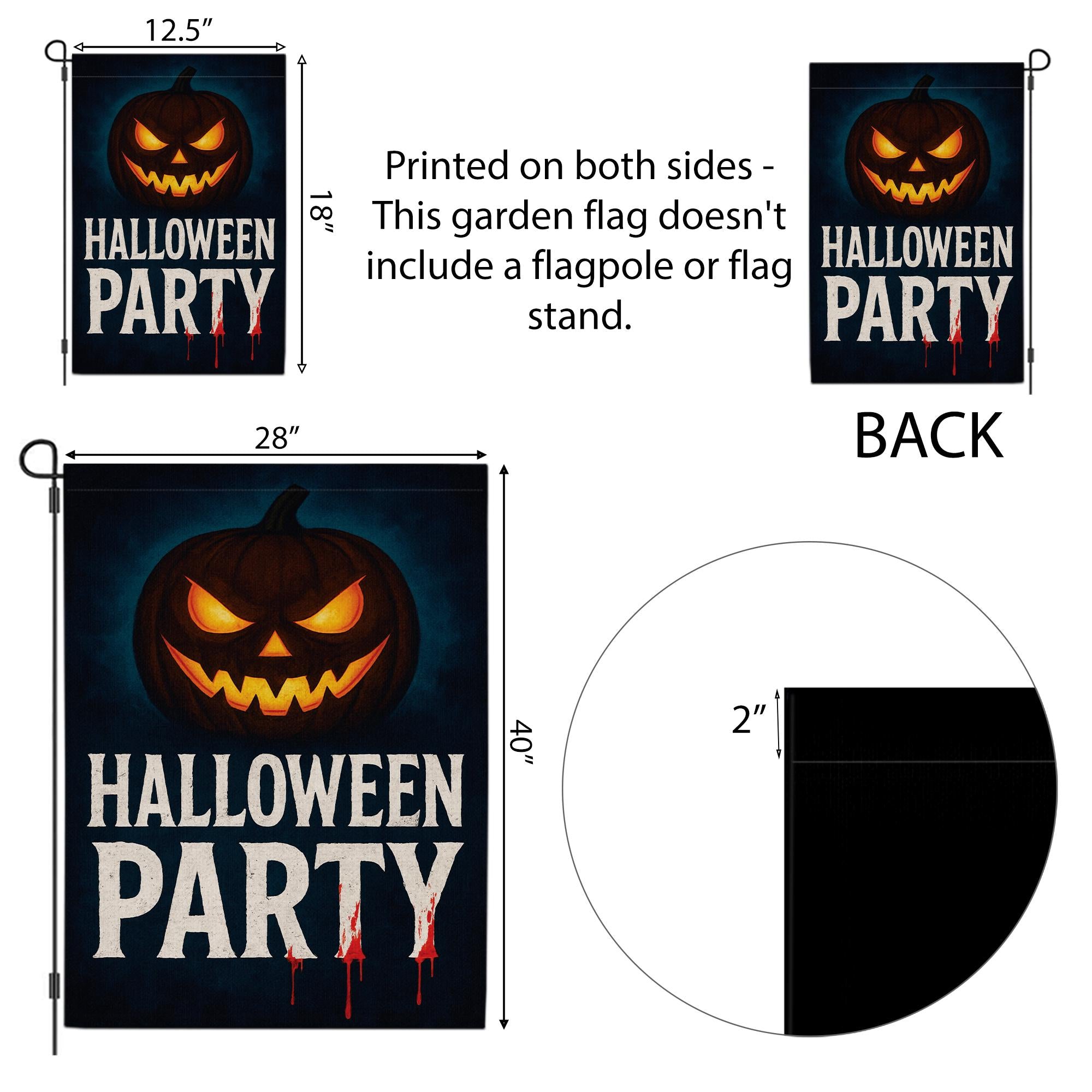 Halloween Party Garden Flag, Scary Pumpkin Jack O Lantern Yard Decor, Spooky Outdoor Banner, Haunted House Party Decoration