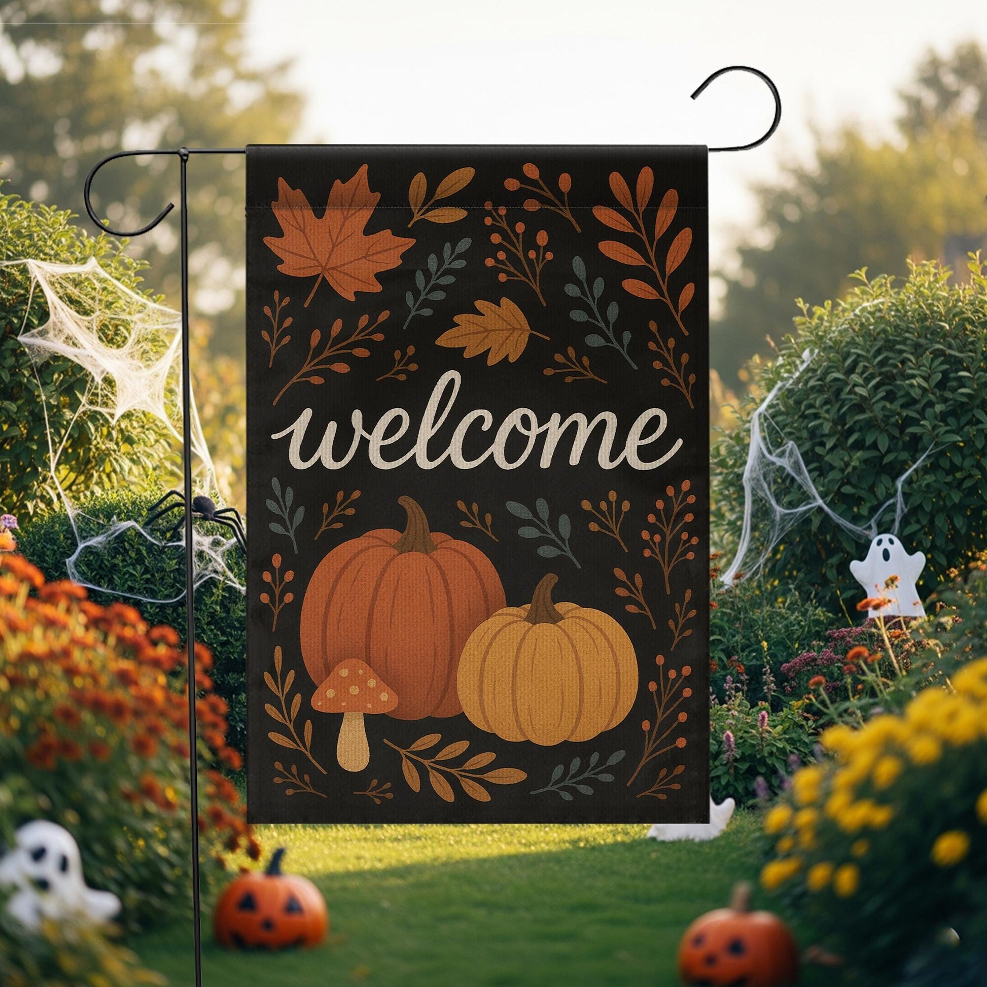 Fall Welcome Garden Flag, Pumpkin Autumn Yard Decor, Seasonal Outdoor Decoration, Thanksgiving Front Porch Flag