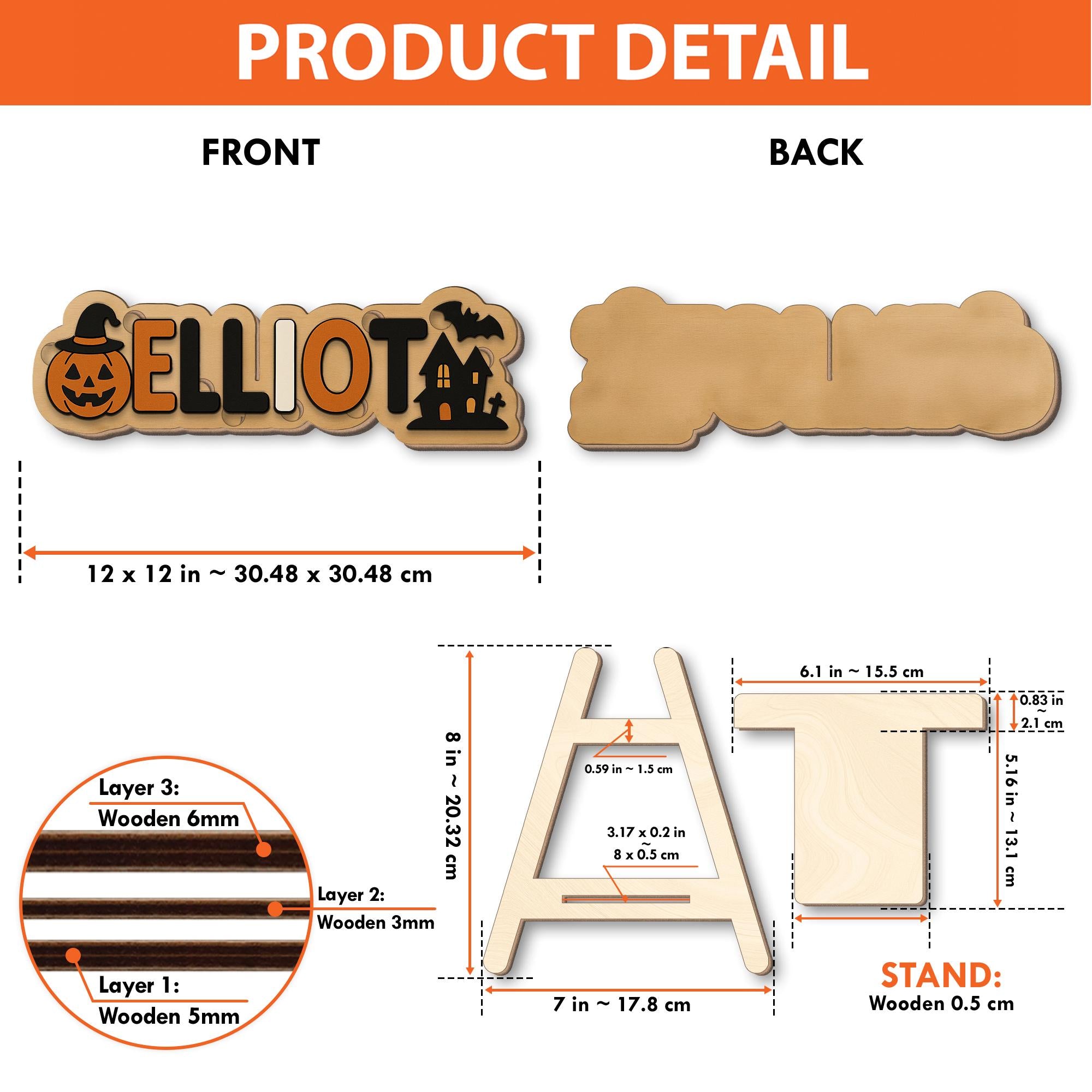 Personalized Halloween Wooden Name Puzzle, Custom Toddler Puzzle Toy, Montessori Baby Learning Gift, Pumpkin Haunted House Puzzle