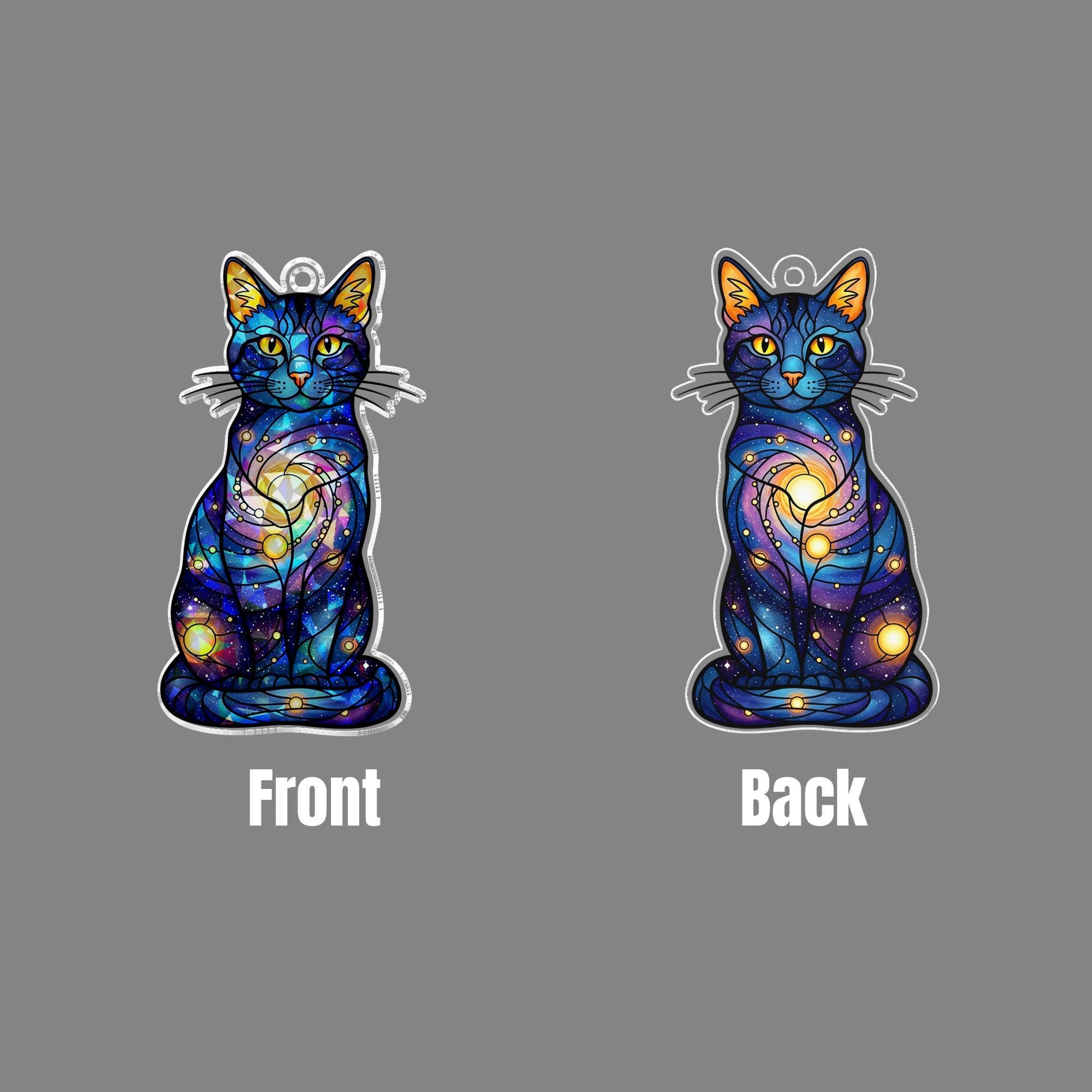 Galaxy Cat Acrylic Window Hanging, Cosmic Holographic Cat Suncatcher, Suncatcher Style Decor, Space Lover Gift for Cat Owners