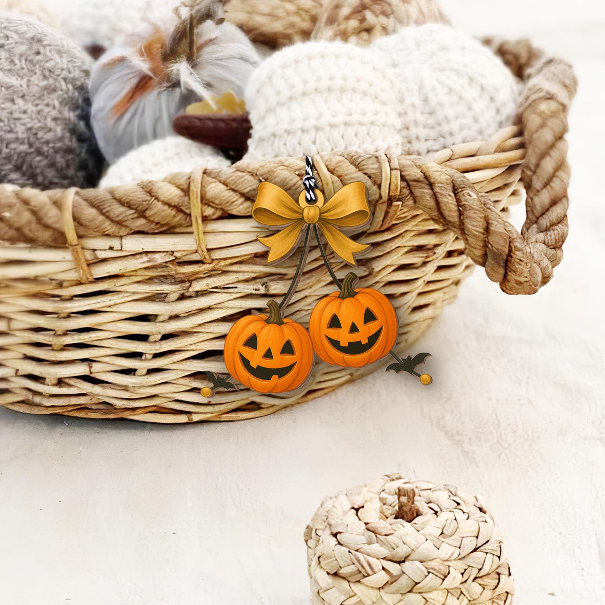 Halloween Pumpkin Basket Tag | Jack O’Lantern Gift Tag | Cute Trick or Treat Basket Charm | Spooky Fall Party Favor Decor, Cute Gift Idea