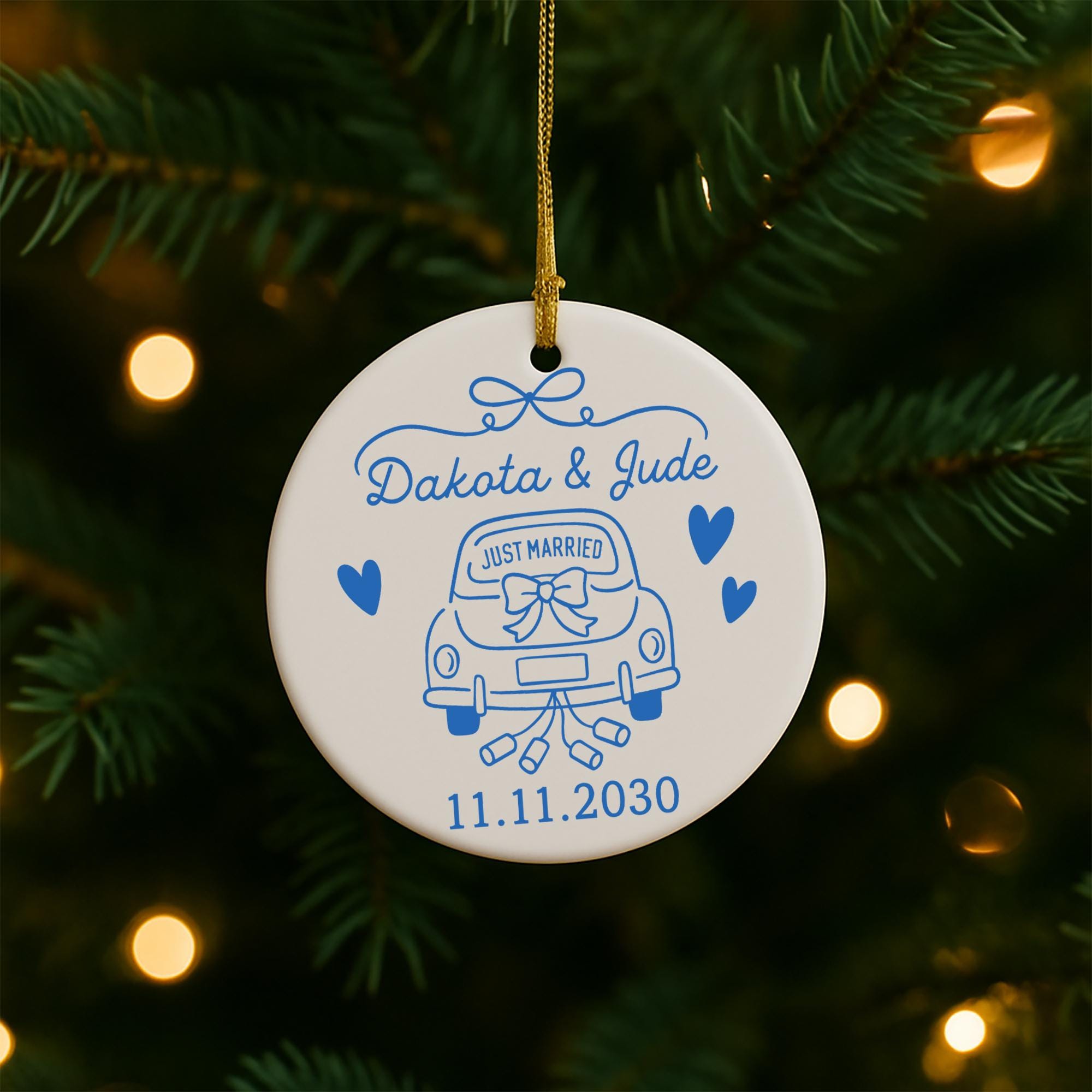 Custom Wedding Ornament 2025, Just Married Gift, Personalized Bride & Groom Keepsake, Engagement Ornament, Newlywed Christmas Decoration