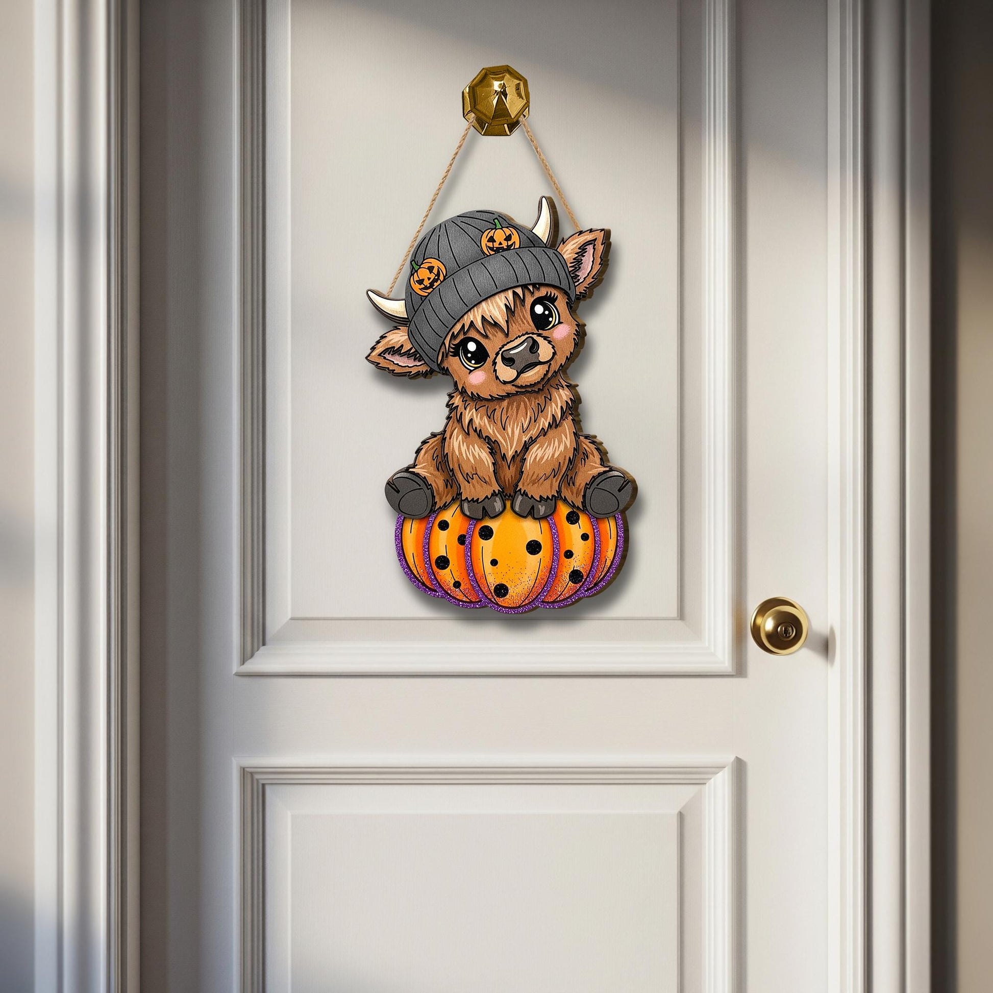 Halloween Highland Cow Wooden Sign: Rustic Fall Decor