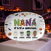 Custom Halloween Platter • Personalized Grandma of Little Monsters Plate  - Decor Only
