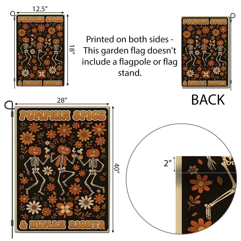 Retro Halloween Garden Flag: Skeleton Pumpkin, Fall Yard Decor