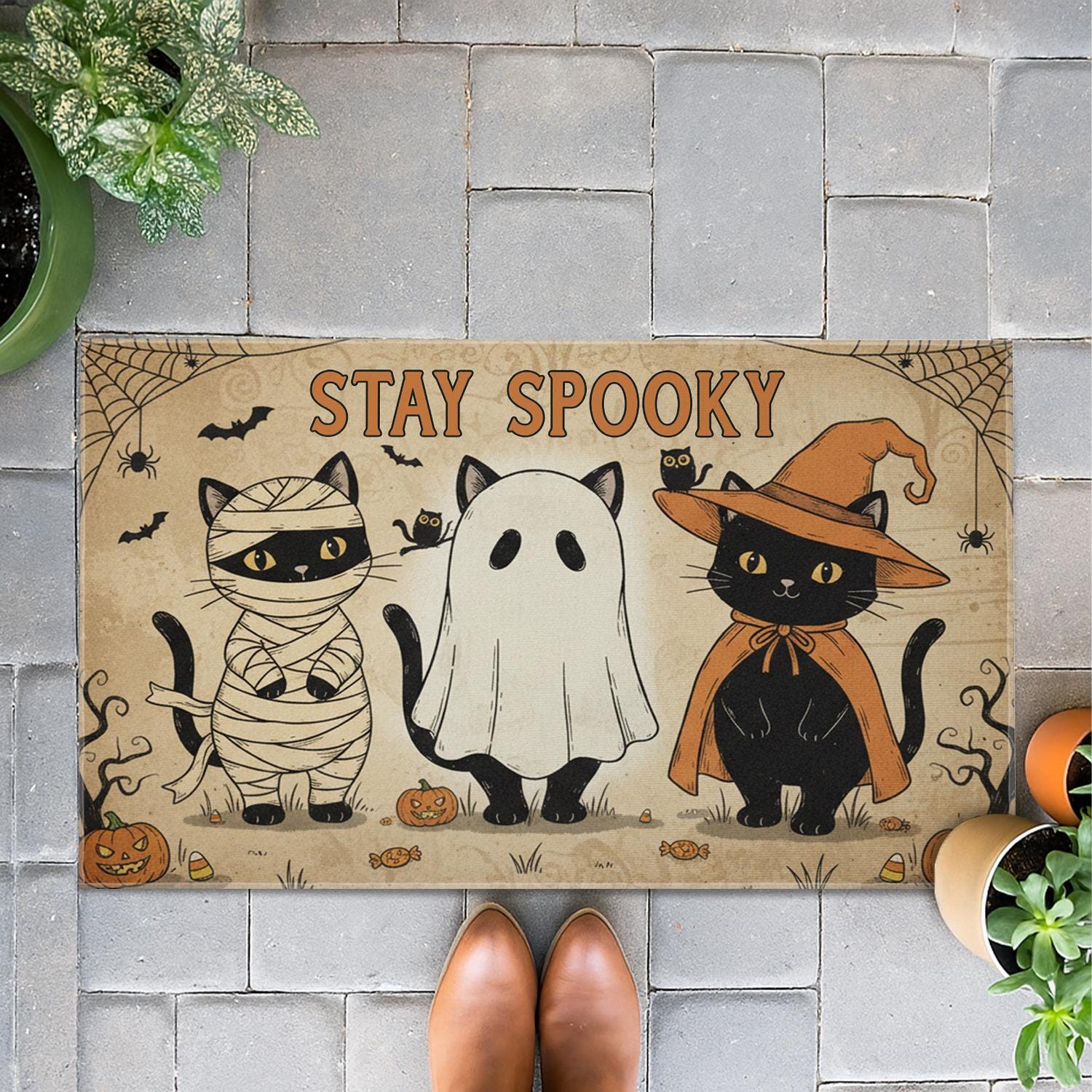 Halloween Cat Doormat: Spooky Indoor Outdoor Rug
