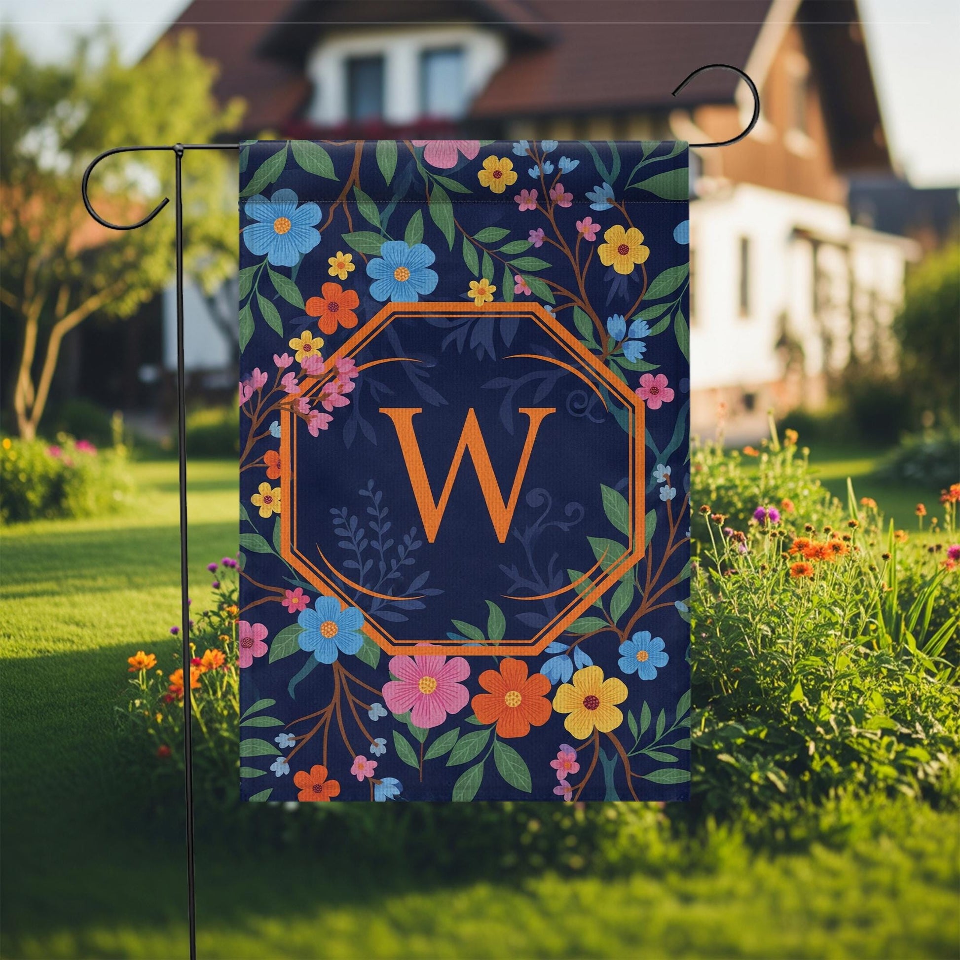 Personalized Garden Flag with Monogram | Custom Outdoor Yard Flag | Floral Spring Summer Decor | Housewarming Gift for Home