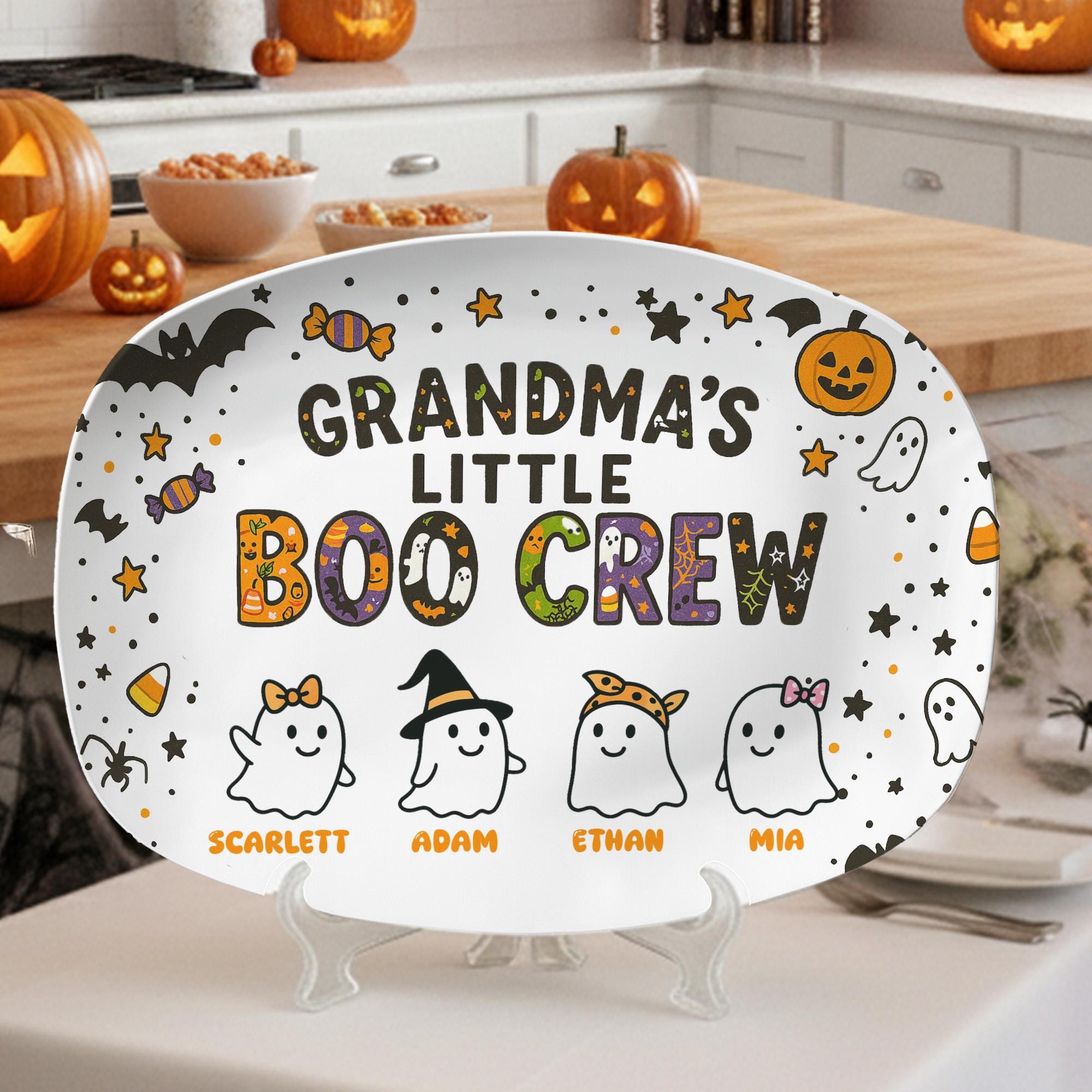 Custom Grandma Halloween Platter • Personalized Little Boo Crew Plate - DECOR only