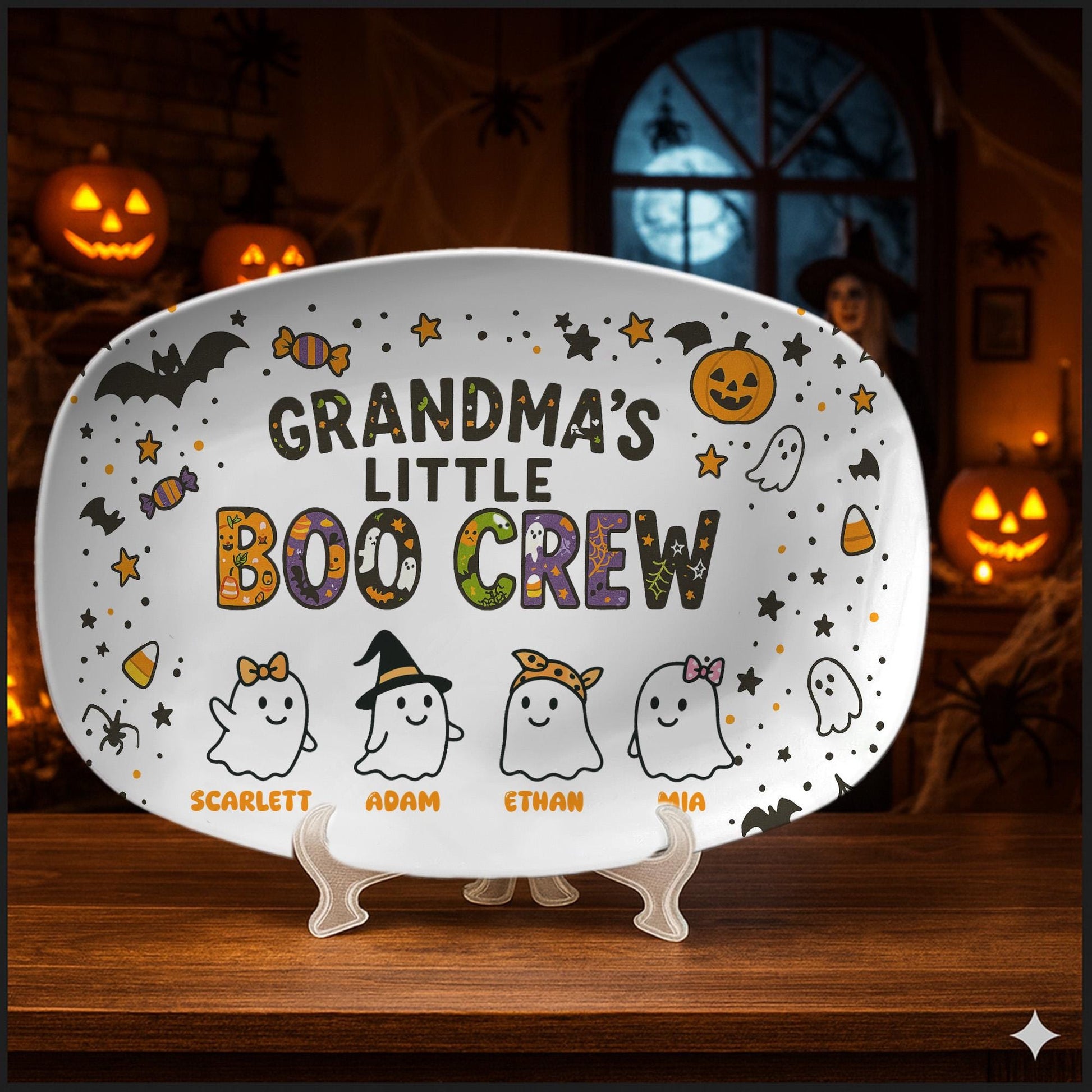 Custom Grandma Halloween Platter • Personalized Little Boo Crew Plate - DECOR only