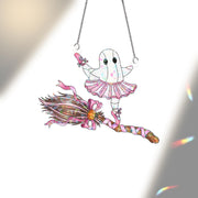 Holographic Ghost Ballet Suncatcher: Kawaii Halloween Window Hanging
