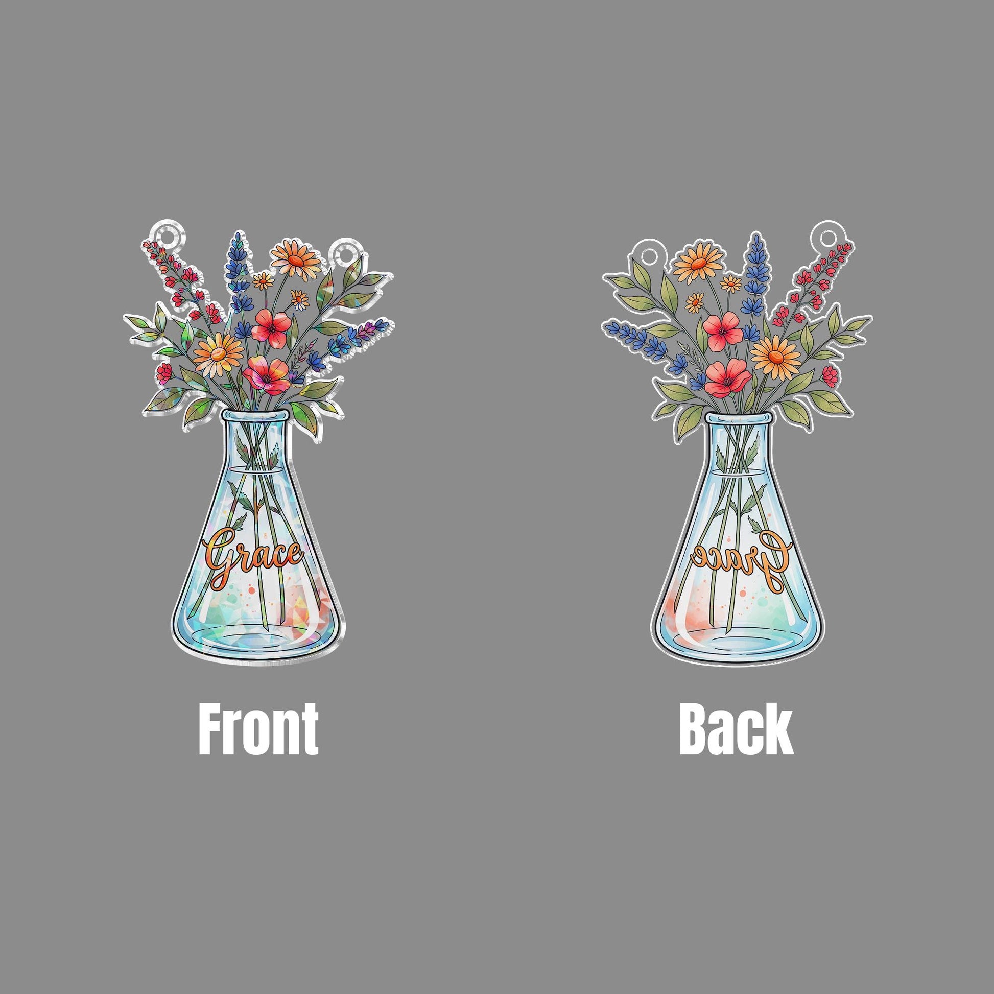 Vase with Flowers Hologram Window Hanging: Acrylic Sun Catcher Gift