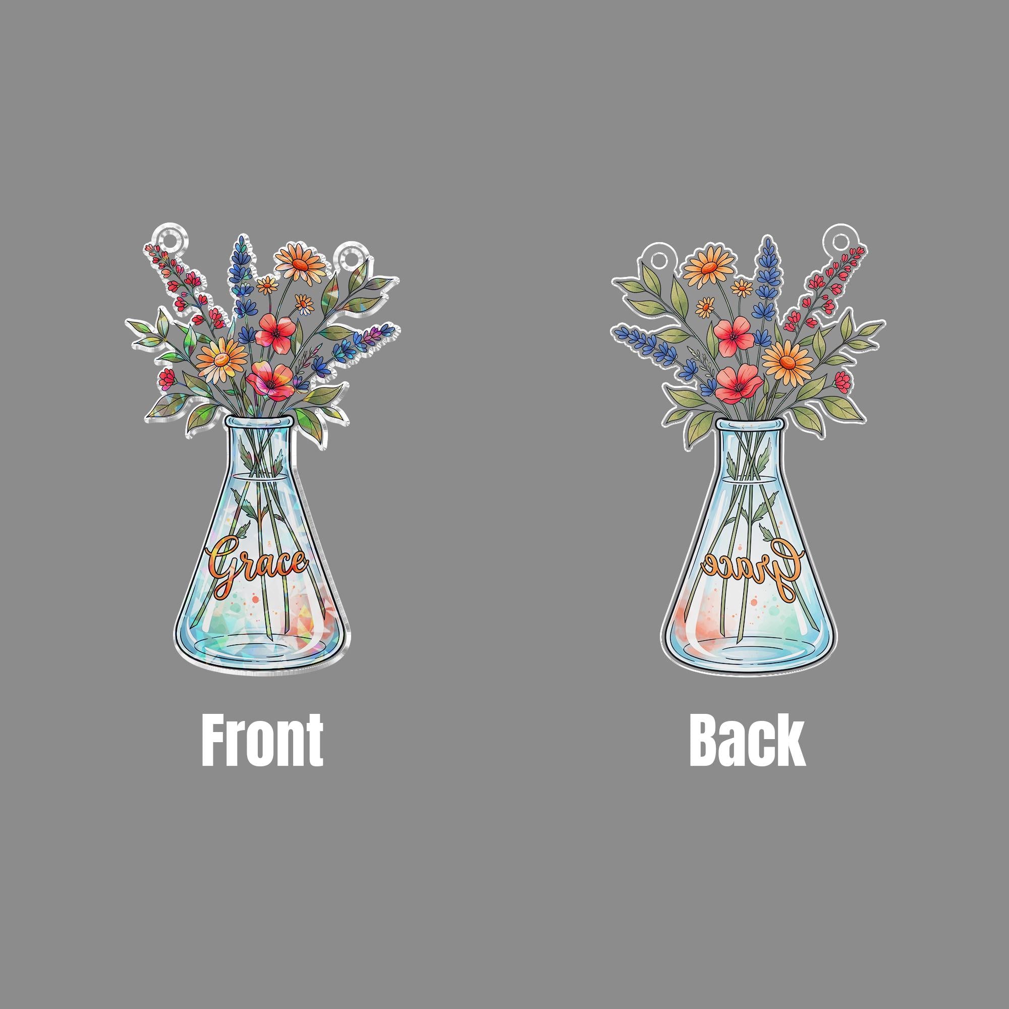 Vase with Flowers Hologram Window Hanging: Acrylic Sun Catcher Gift