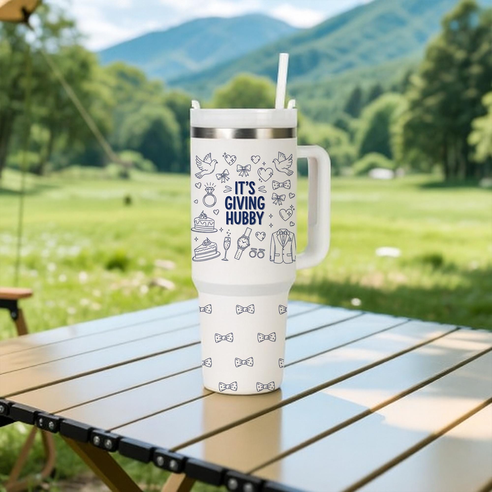 Cute Wedding Mugs Set His and Hers | Bride Groom Gift | Funny Couple Travel Tumbler with Straw | Anniversary Present