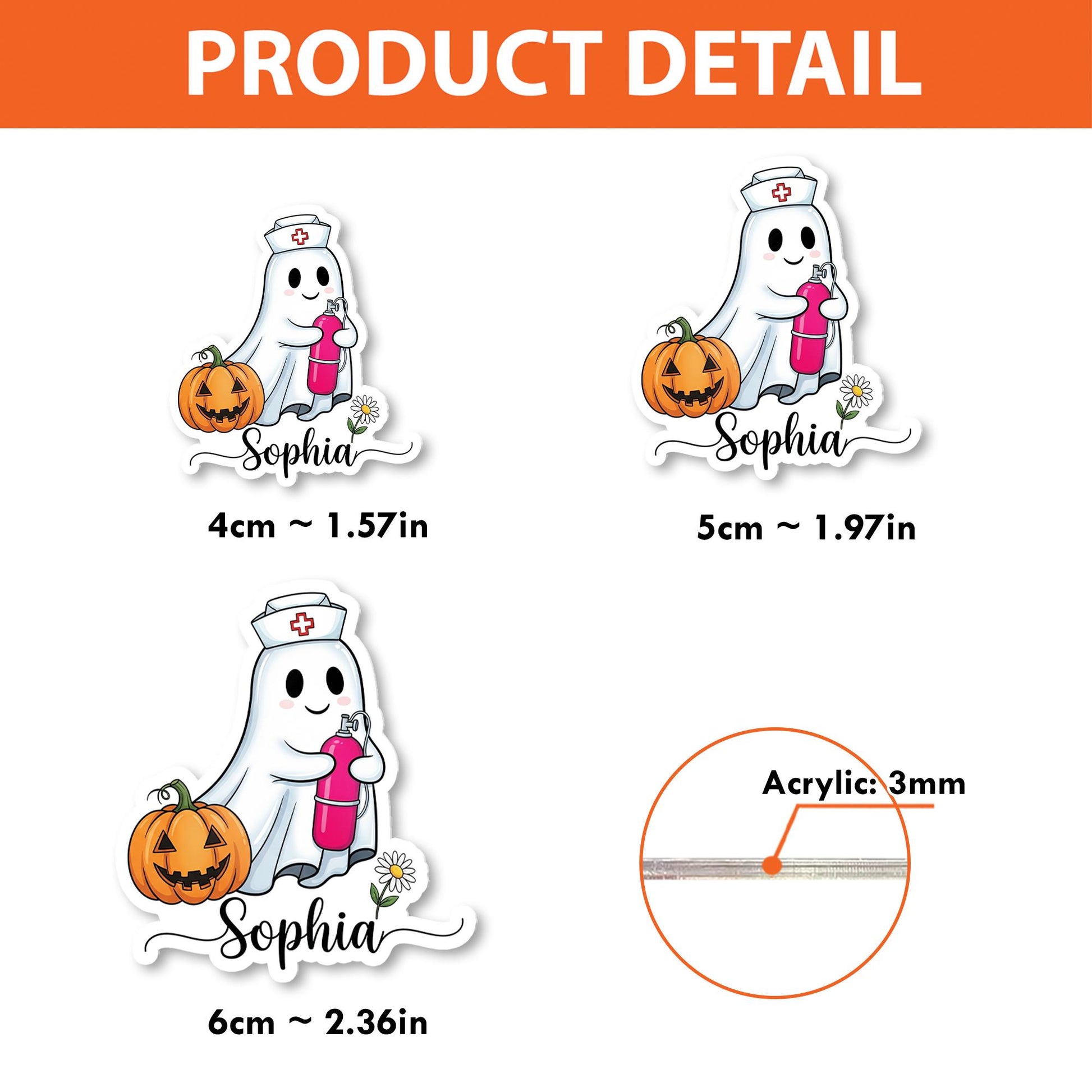 Personalized Halloween Badge Reel with Ghost Nurse | Custom Name ID Holder | Cute Retractable Badge Clip for Nurses and Healthcare Workers