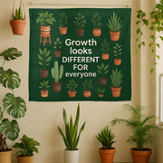 Growth Mindset Tapestry – Inspirational Plant Wall Hanging, Boho Botanical Home Decor, Positive Quote Dorm Art