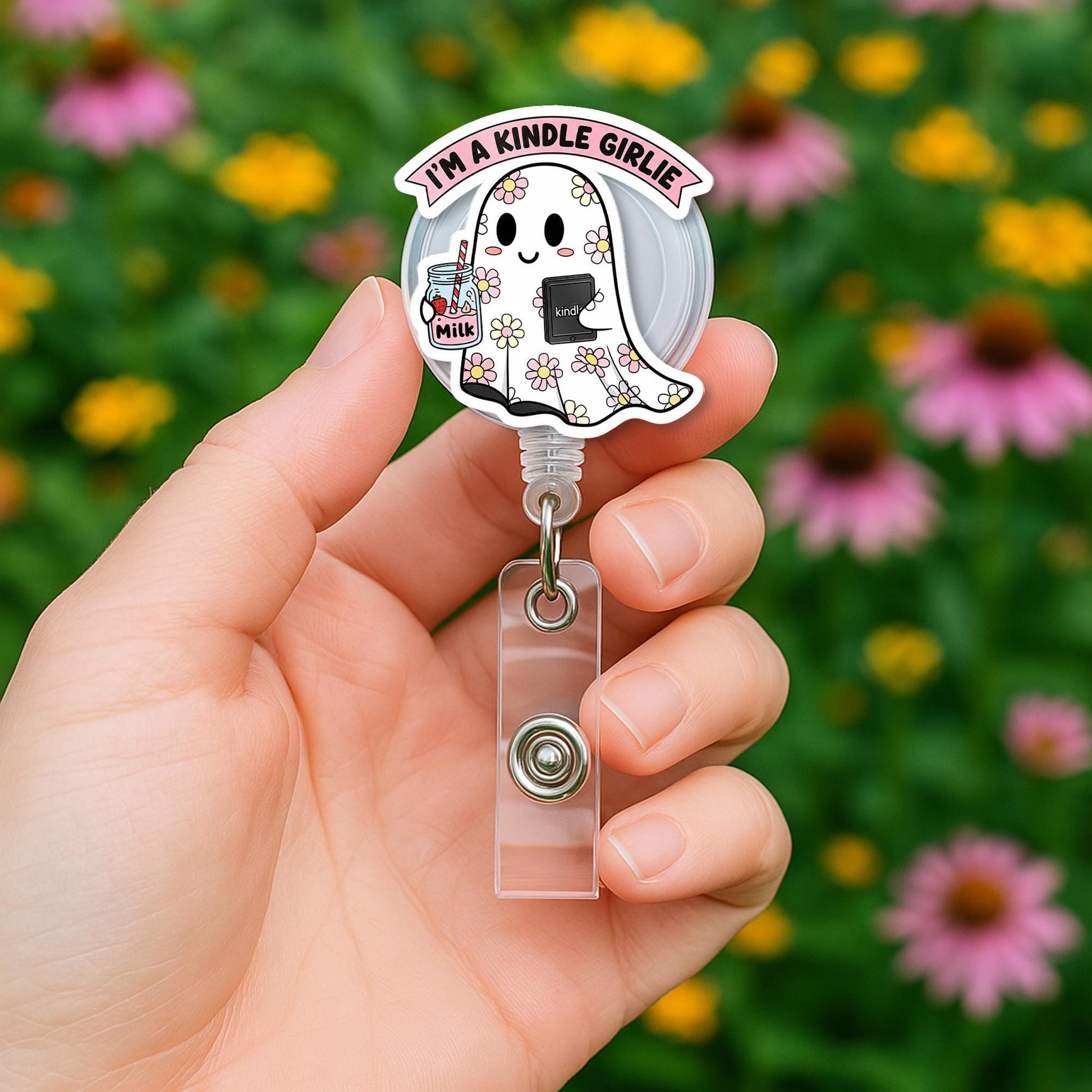 Personalized Ghost Badge Reel | Cute Retractable ID Holder | Nurse Badge Clip | Spooky Work Accessory | Halloween Office Gift