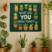 What Will You Grow Today Tapestry – Growth Mindset Classroom Wall Decor, Inspirational Plant Quote Hanging, Teacher Office Art