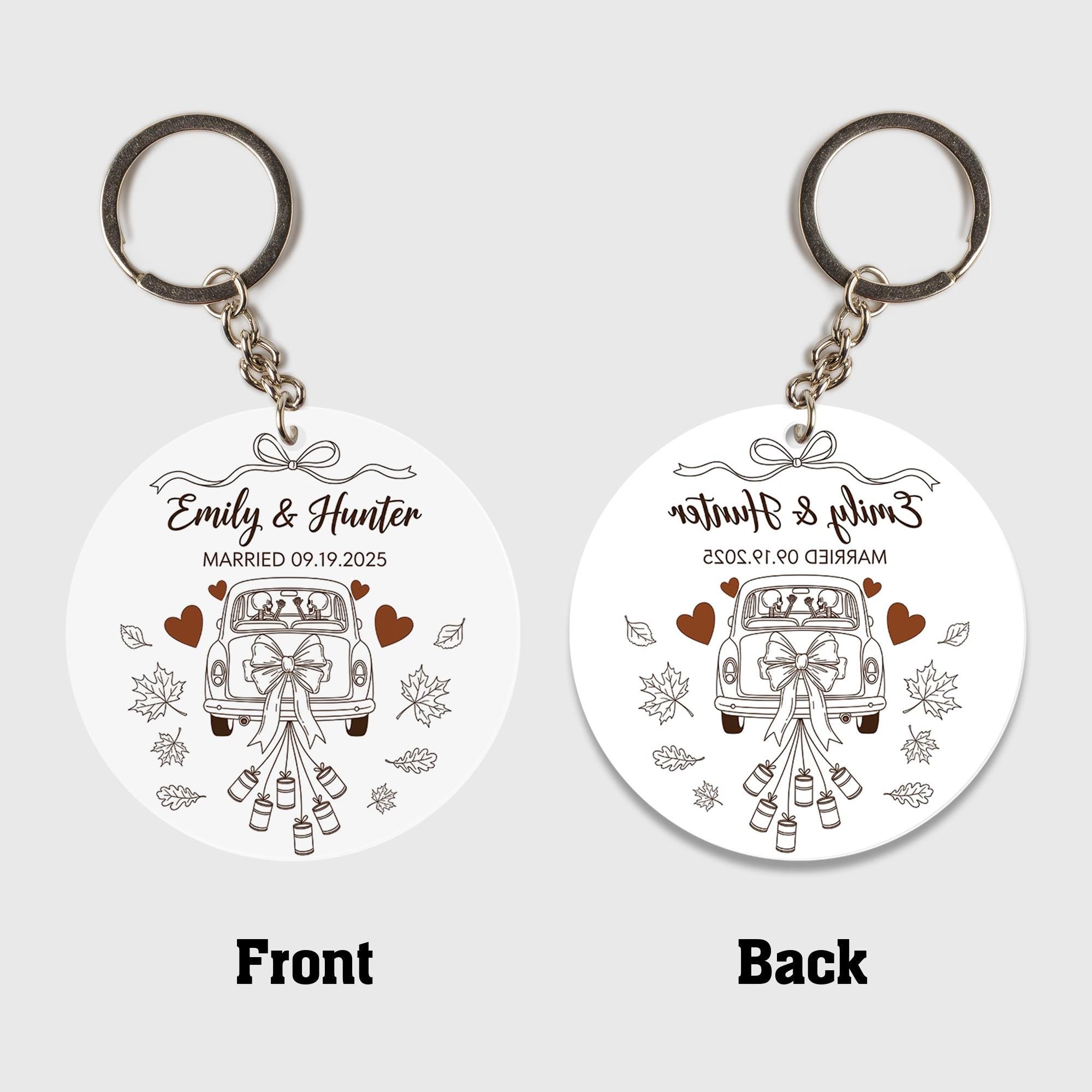 Personalized Wedding Keychain Favor: Acrylic Bride & Groom Gift