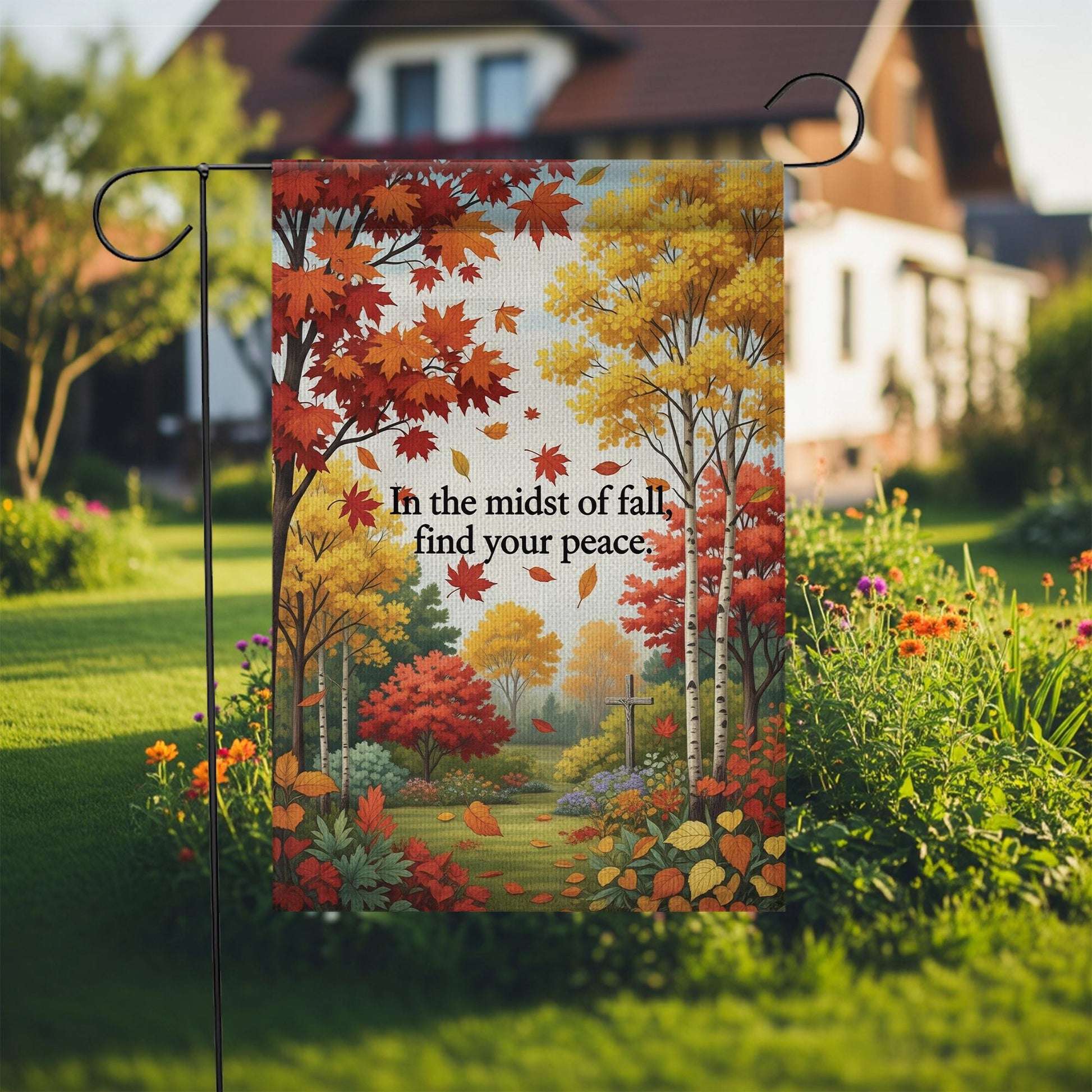 Fall Garden Flag: Inspirational Autumn Outdoor Decor, 12x18/28x40