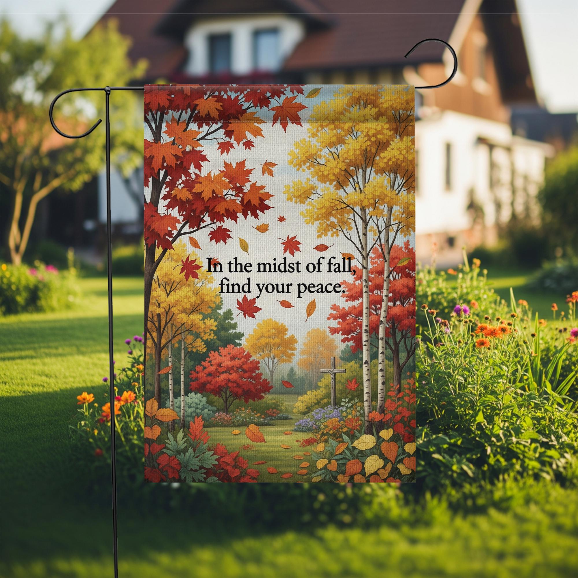 Fall Garden Flag: Inspirational Autumn Outdoor Decor, 12x18/28x40