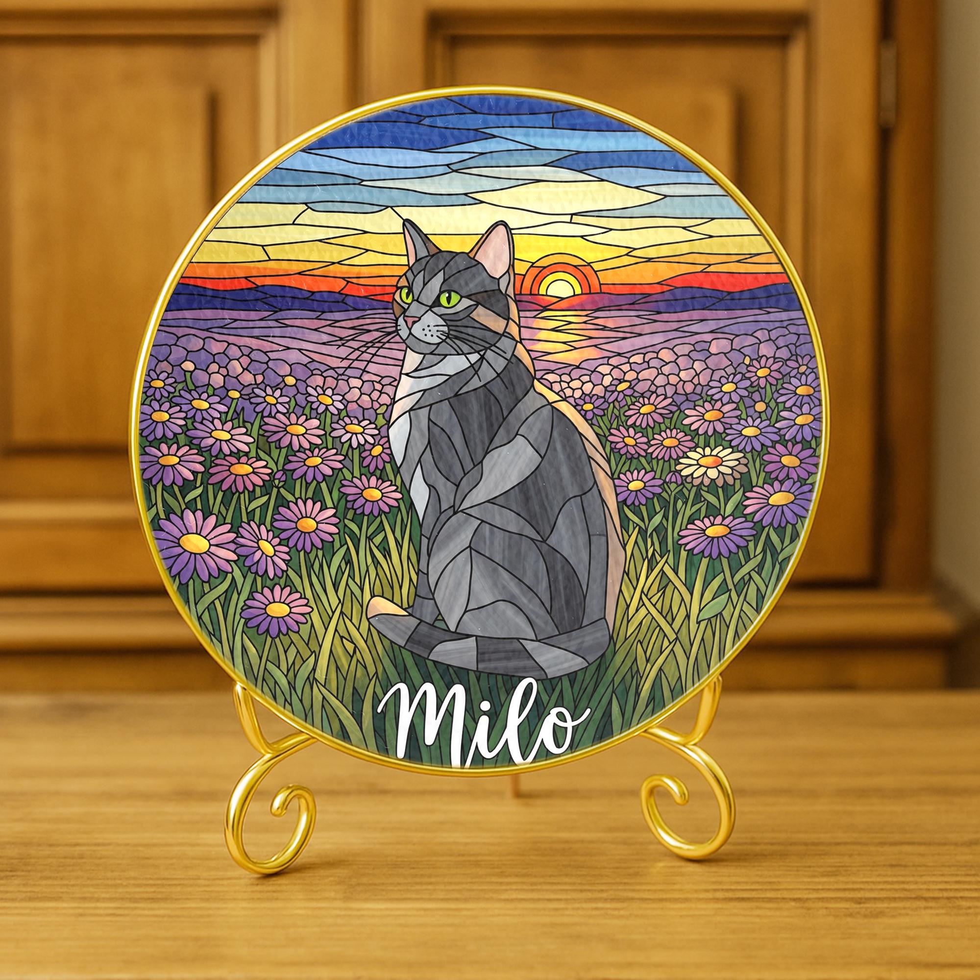 Personalized Cat Suncatcher: Stained Glass Style Pet Memorial Decor