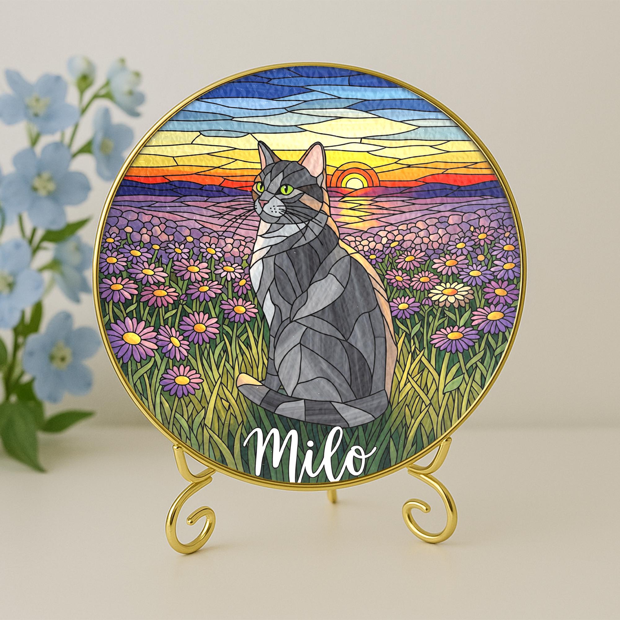 Personalized Cat Suncatcher: Stained Glass Style Pet Memorial Decor
